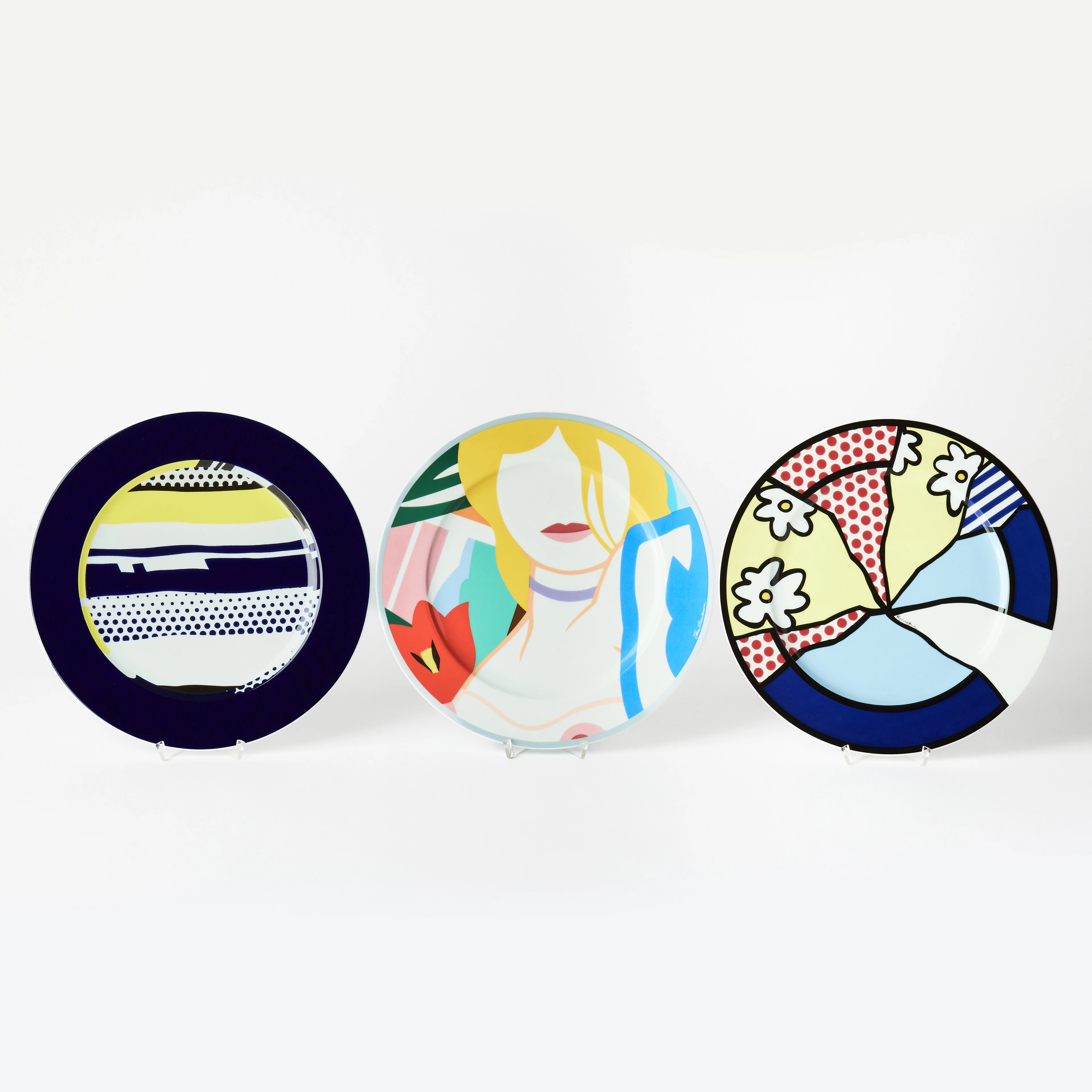 Roy Lichtenstein (2) and Tom Wesselmann Rosenthal porcelain plates.