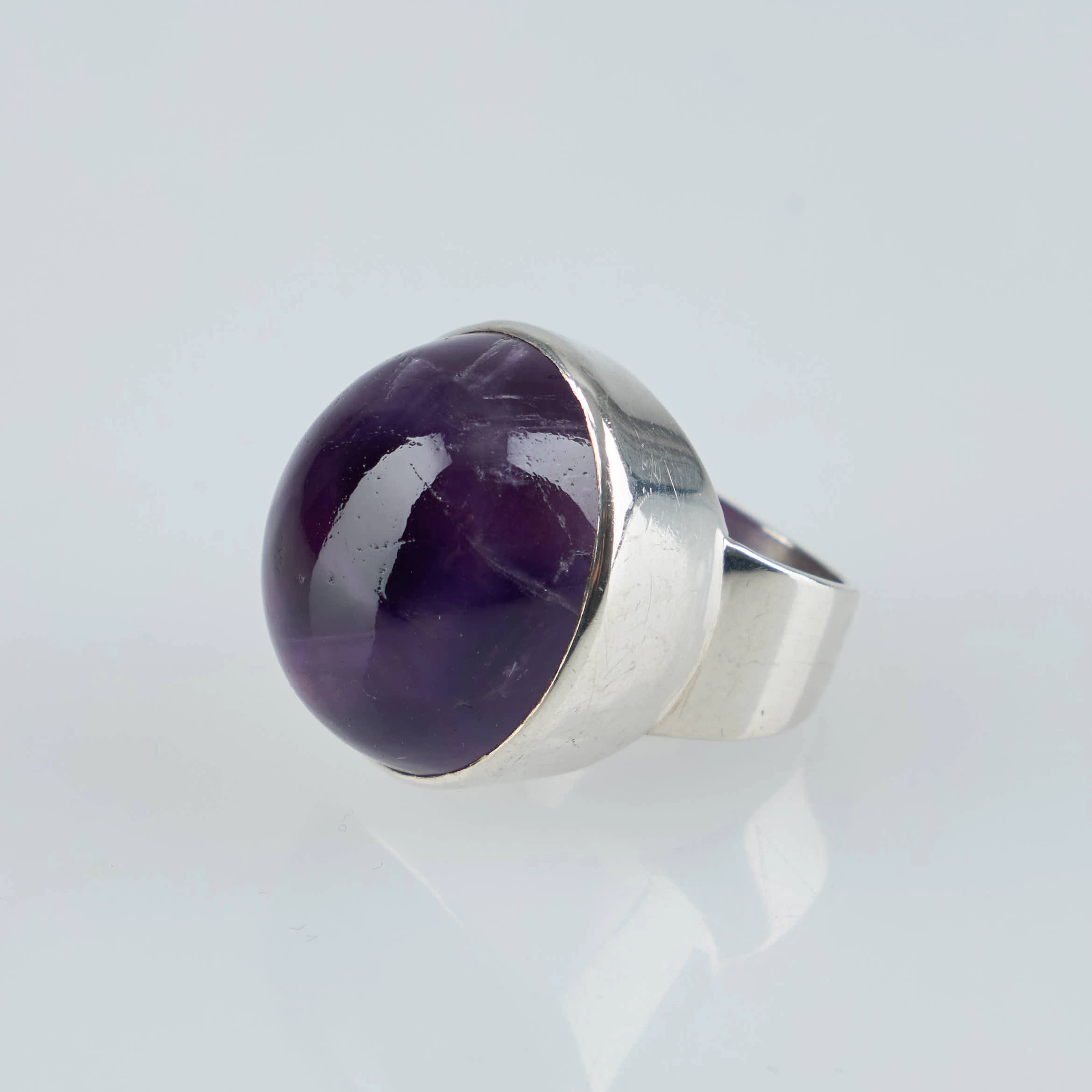 RING, 925 silver, ametist, Ø 17,5, Asser Peltonen, Kaunis Koru 1974.