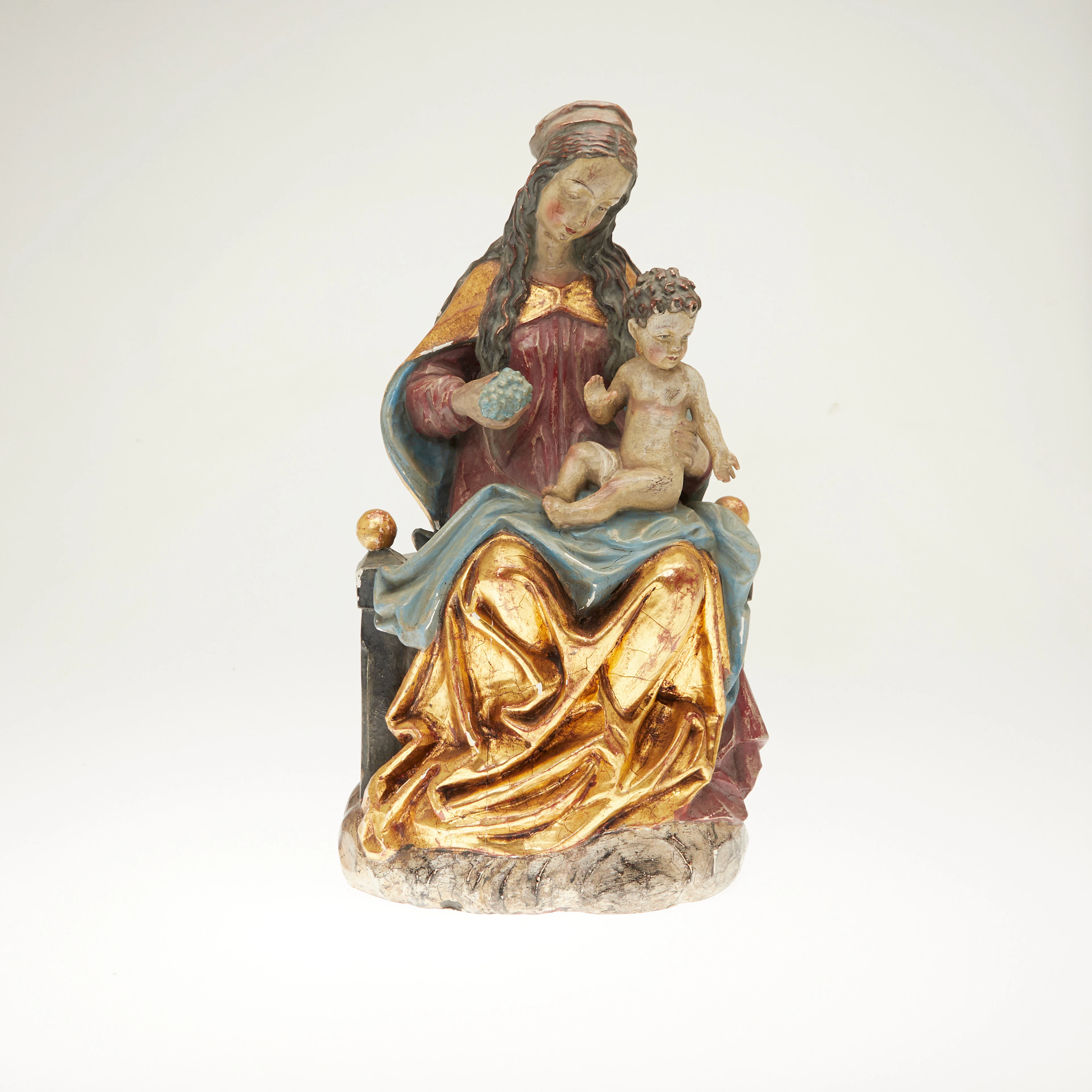 HOLZFIGUR, Jungfrau Maria mit Jesukind, 20. Jahrhundert.