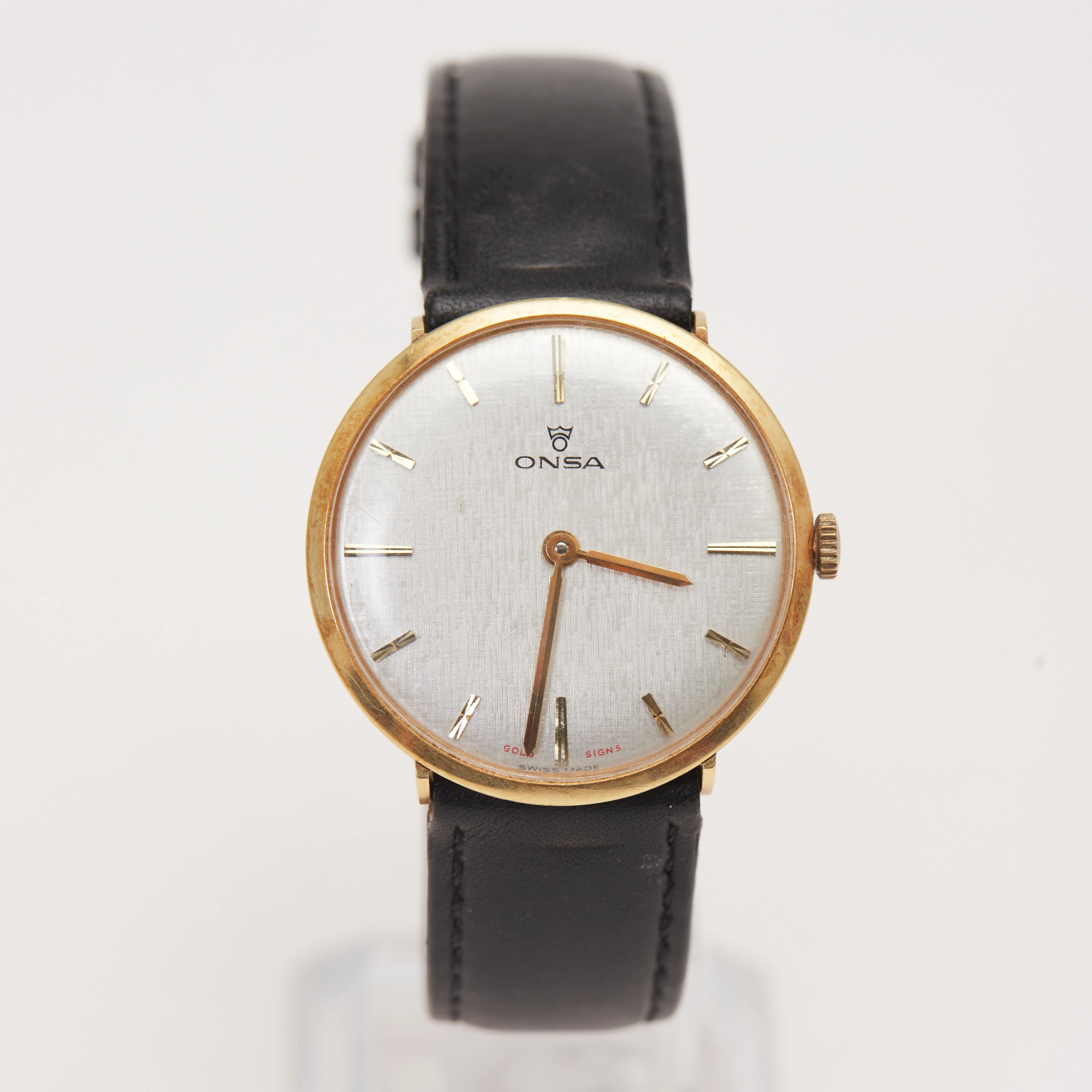 ONSA. Armbanduhr, 750er Gelbgold, 1960er Jahre, Schweiz.