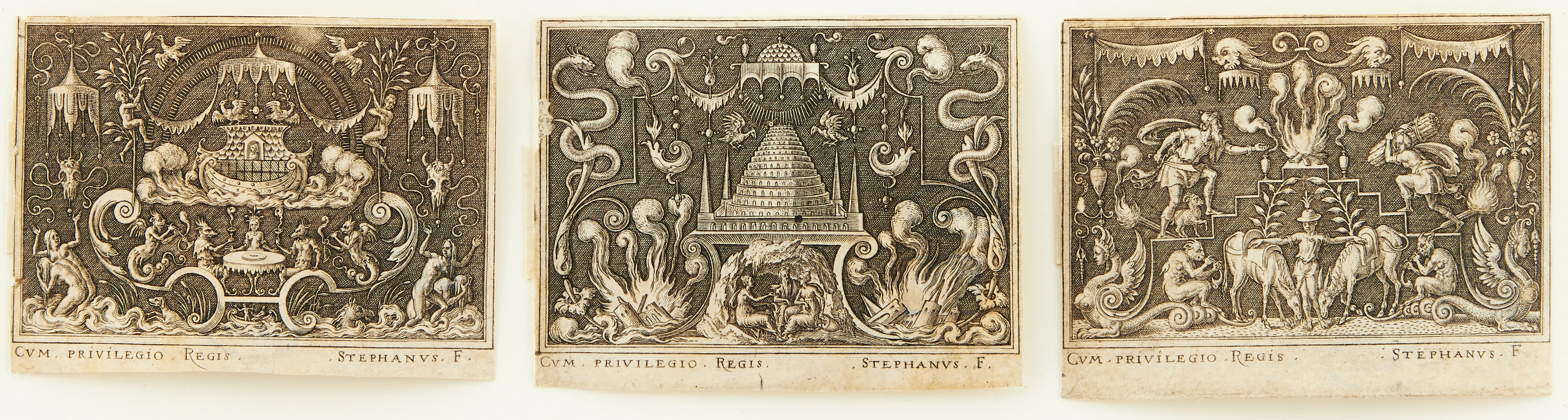 ÉTIENNE DELAUNE (FRANCE 1518/1519-CIRCA 1583). "Grotesques with Scenes