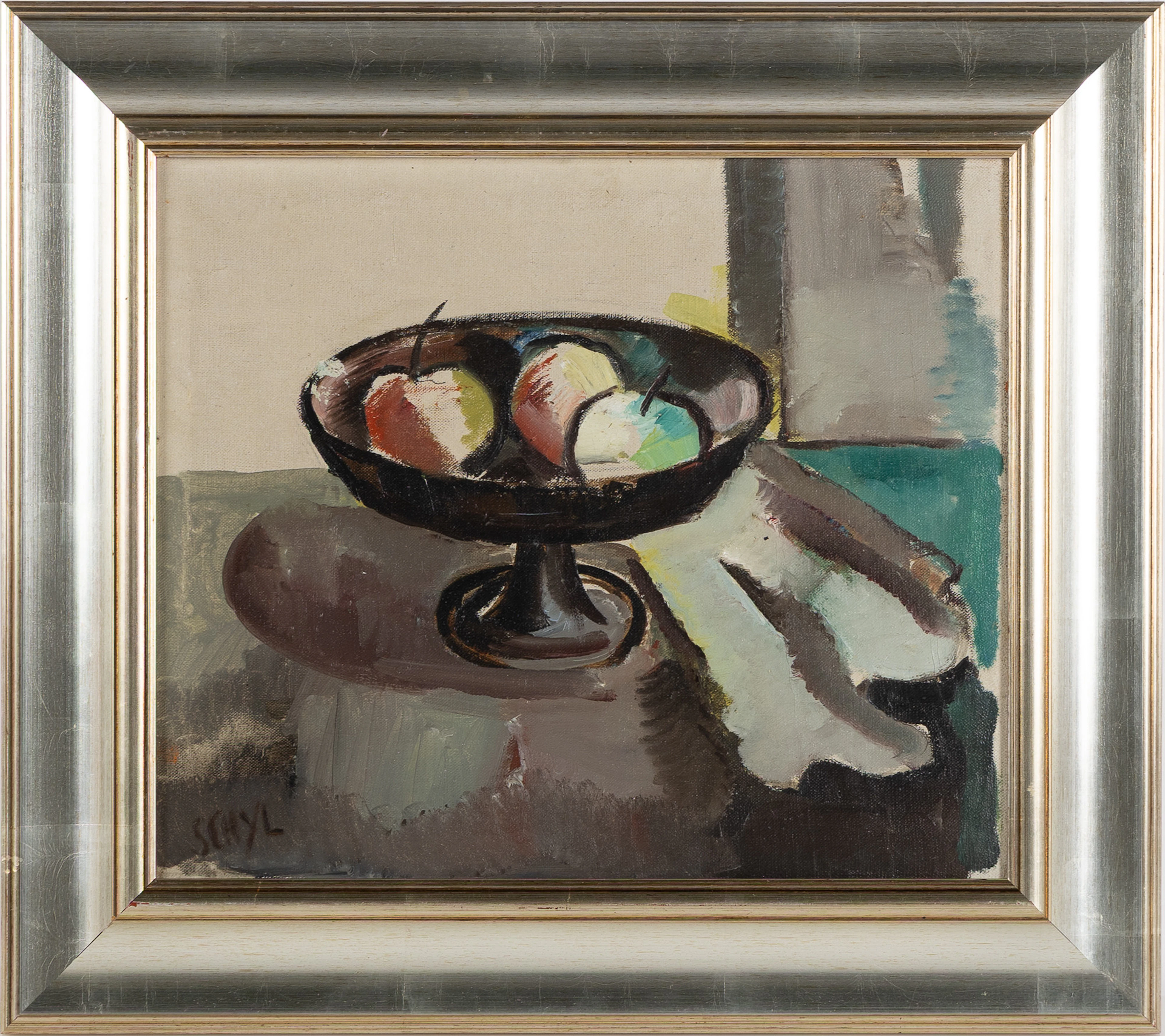 JULES SCHYL. Stilleben, olja på duk.