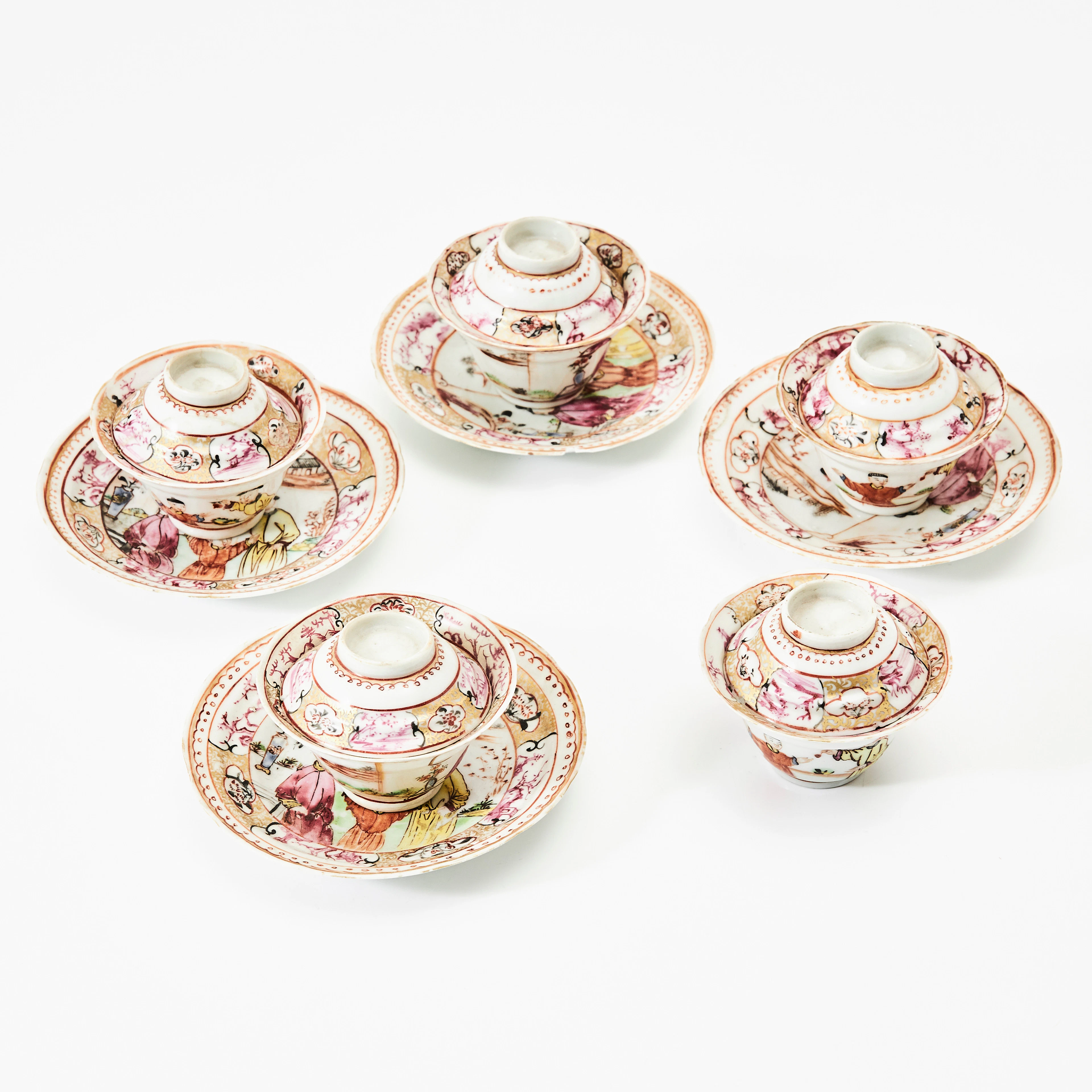 KOPPAR, med fat och lock, porslin, Kina, Qianlong (1736-1795), famille