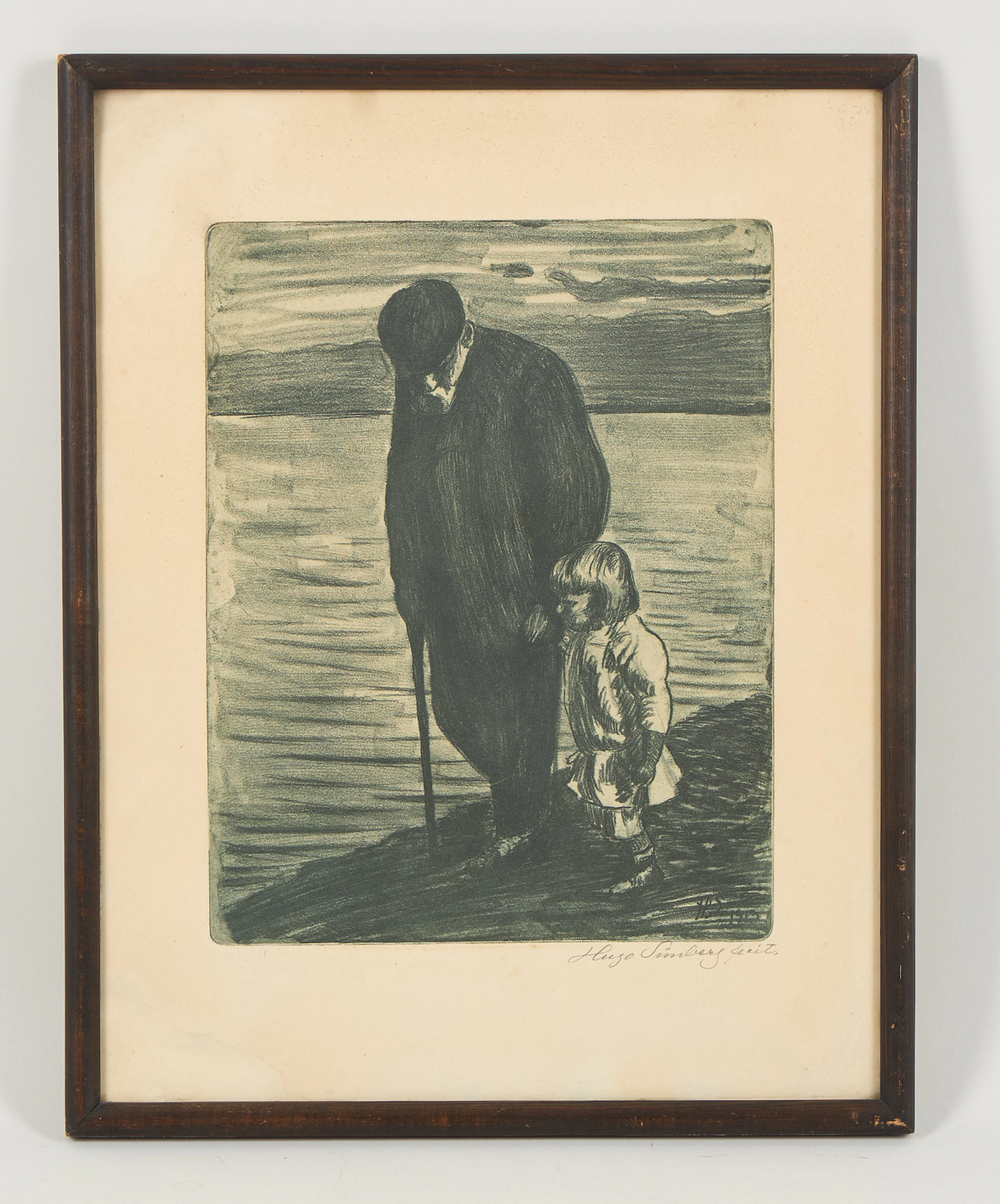 HUGO SIMBERG. "Mot kvällen I", signerad i plåten HS 1913, med blyerts