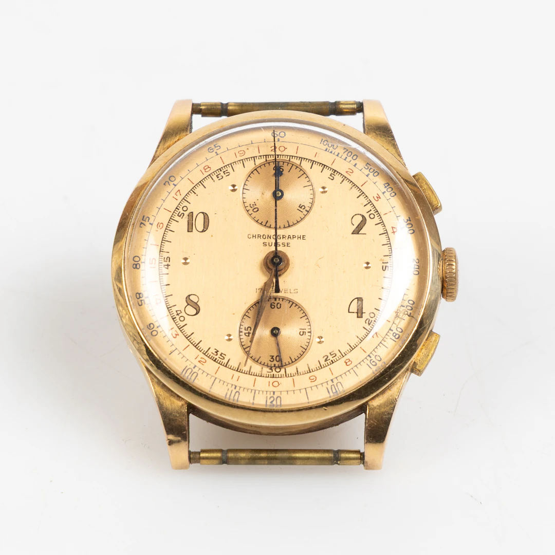 CHRONOGRAPHE SUISSE, kronograf, armbandsur, 37,5 mm, 18K guld, ca 1955.