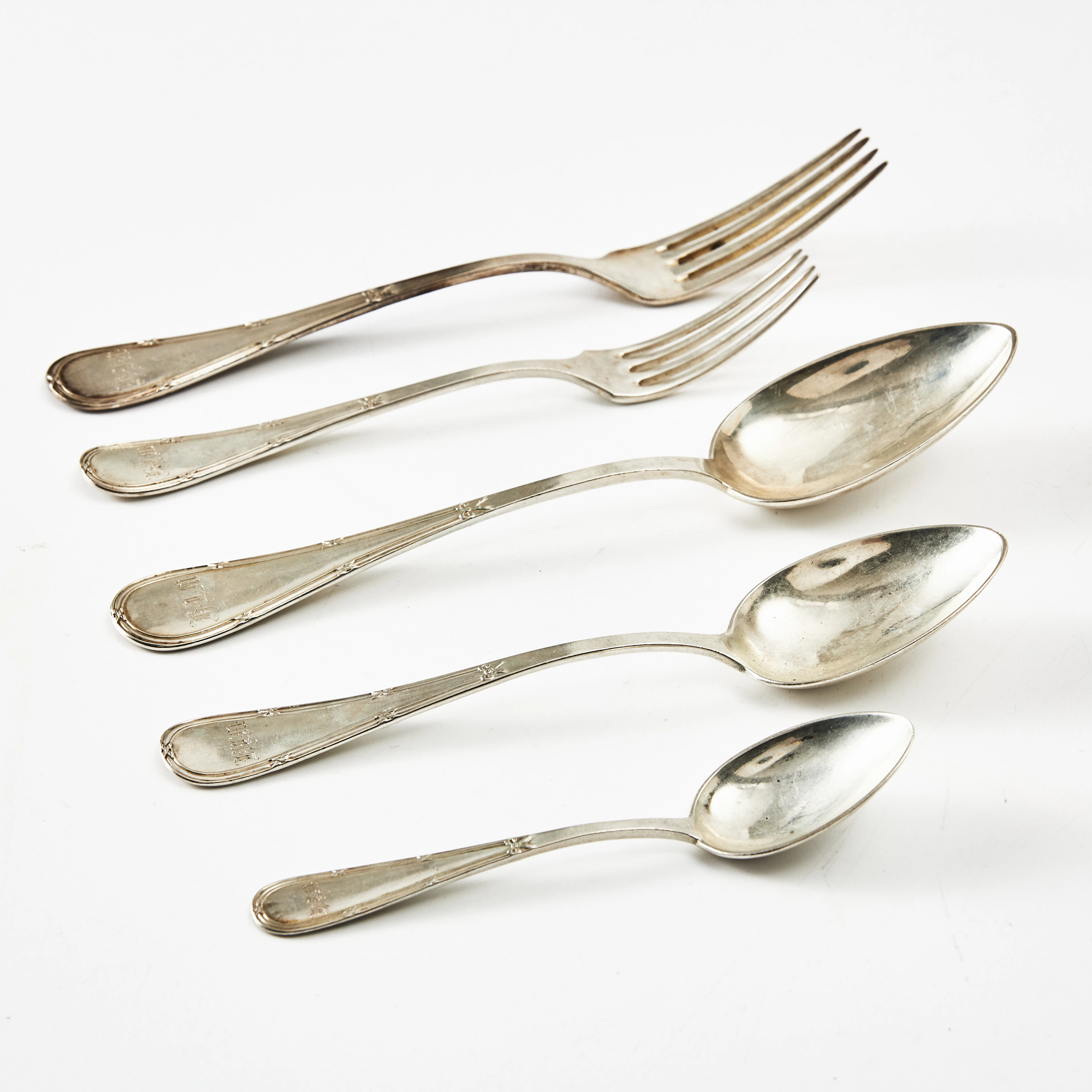 BESTICK, 28 delar, silver, "Rosett", C G Hallberg, Stockholm 1898.