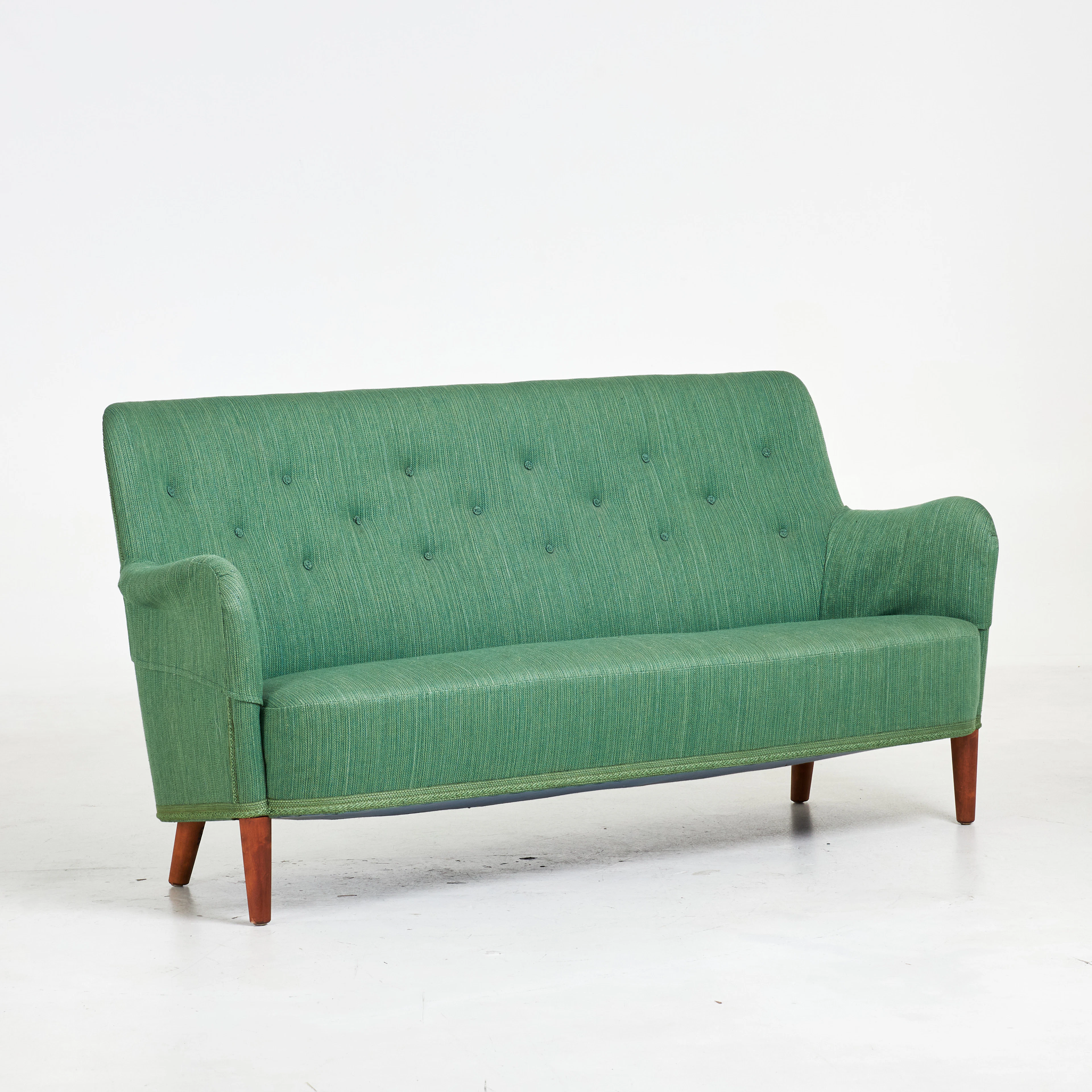 CARL MALMSTEN. Soffa, "Samsas", grön textilklädsel.
