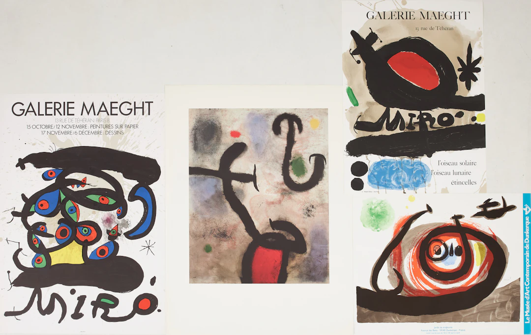 JOAN MIRÓ. EFTER. Utställningsaffischer, 3 + 1 st, Galerie Maeght