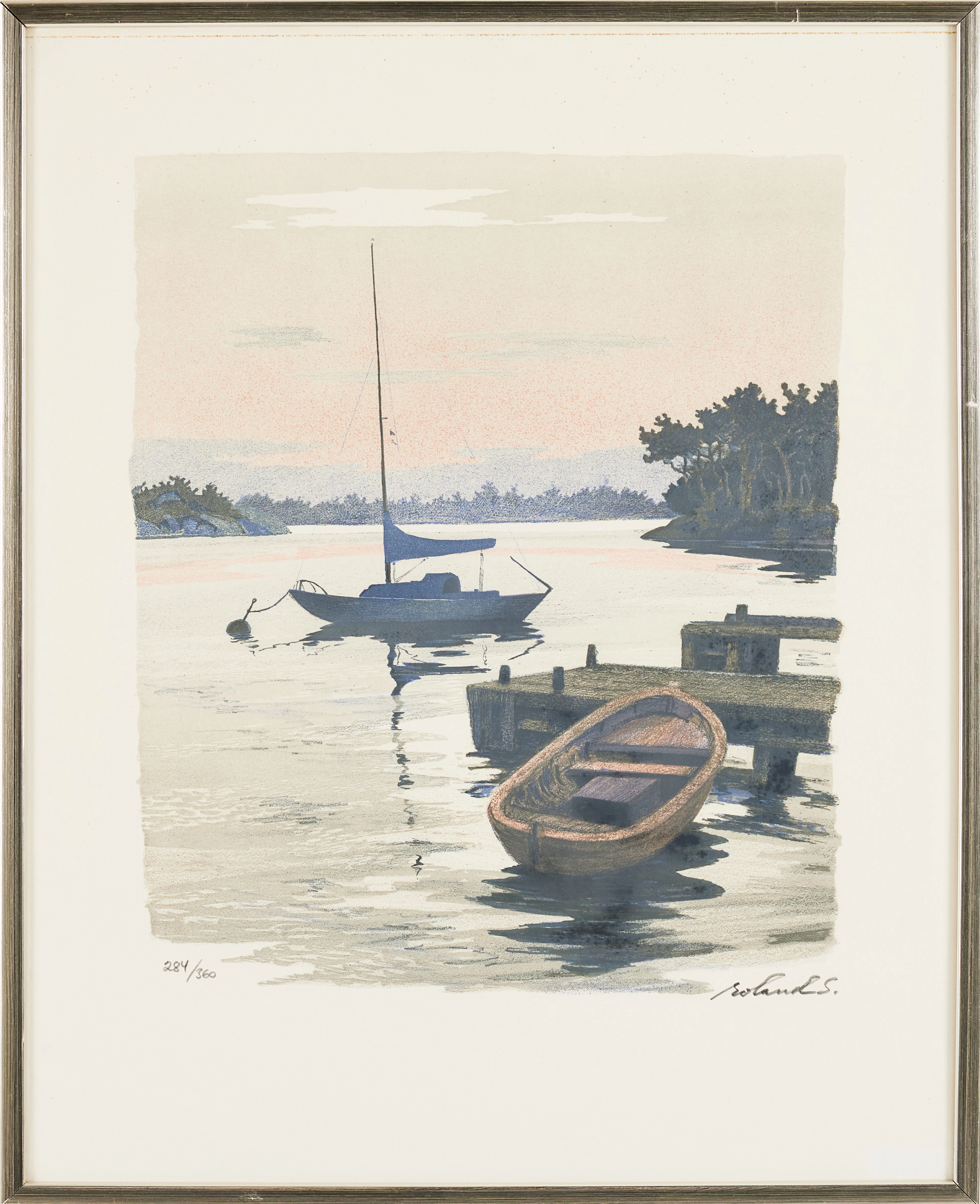 ROLAND SVENSSON (1910-2003): Sommarnatt Tornö, signerad, roland S