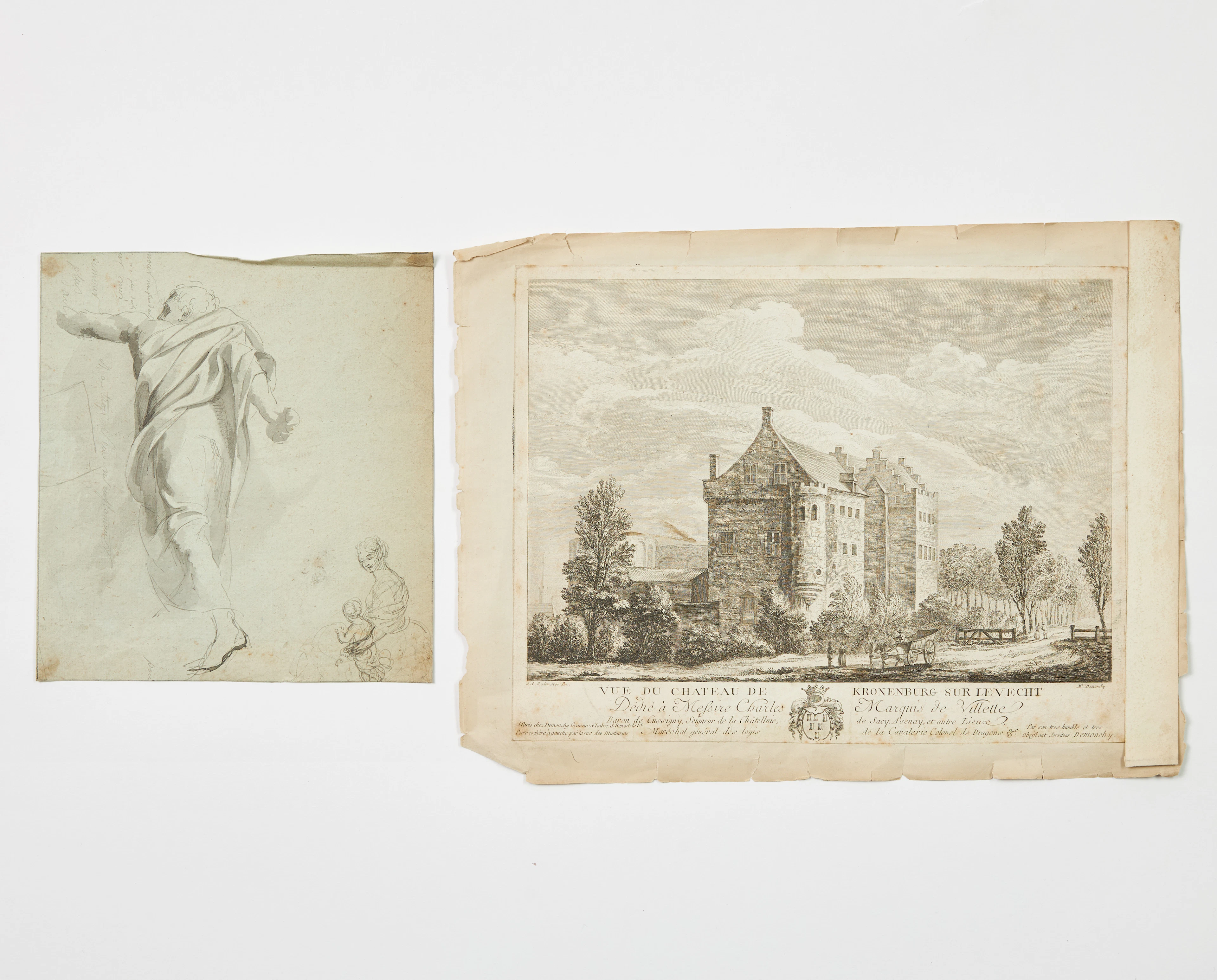 OIDENTIFIERAD KONSTNÄR. Studie, 1700-tal, tuschlavering - teckning, på papper.