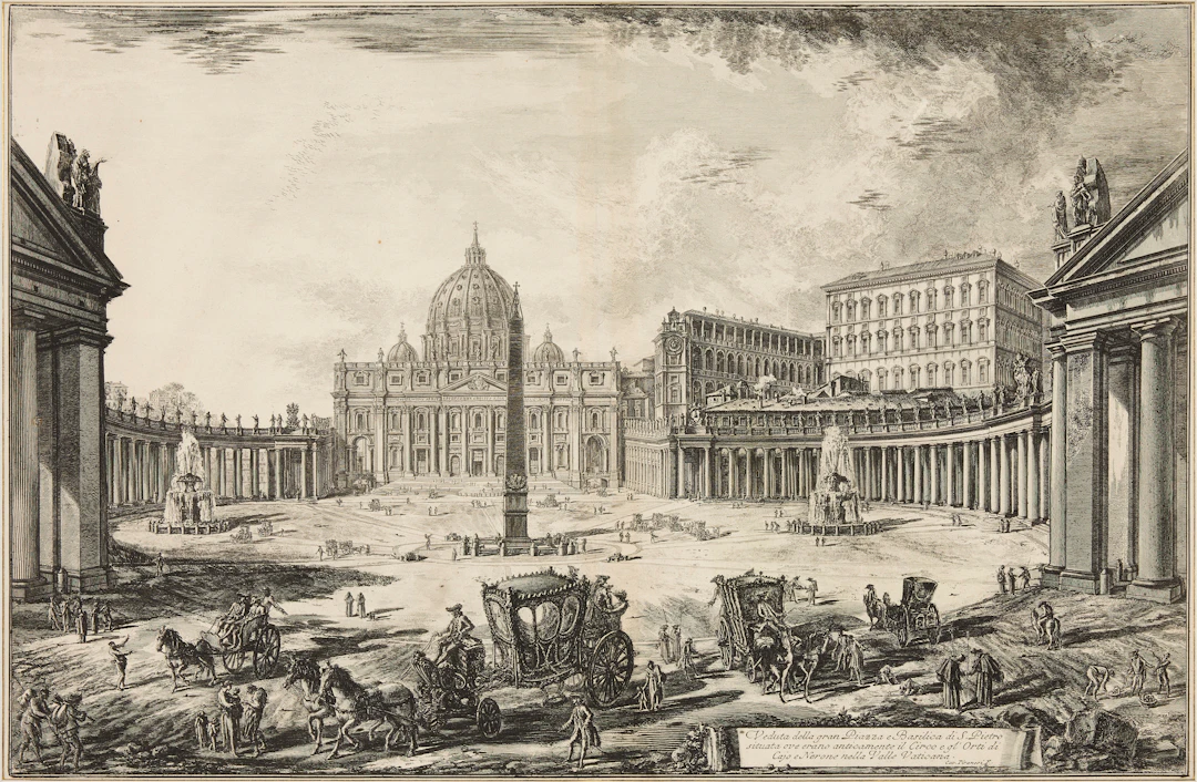 GIOVANNI BATTISTA PIRANESI. "Veduta della Gran Piazza e Basilica di S. Pietro".