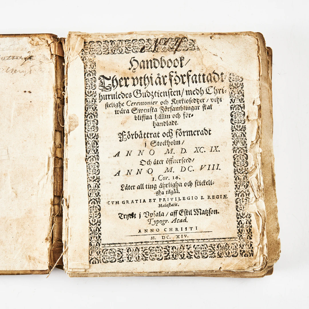 HANDBOK FÖR KYRKOORDNINGEN 1614 TRYCKT I UPPSALA.