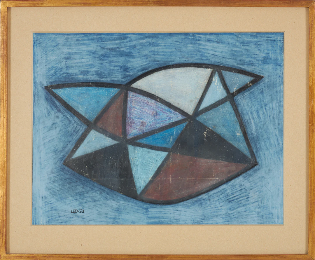 LARS ENGLUND. Komposition, gouache, monogramsignerad, daterad -53.