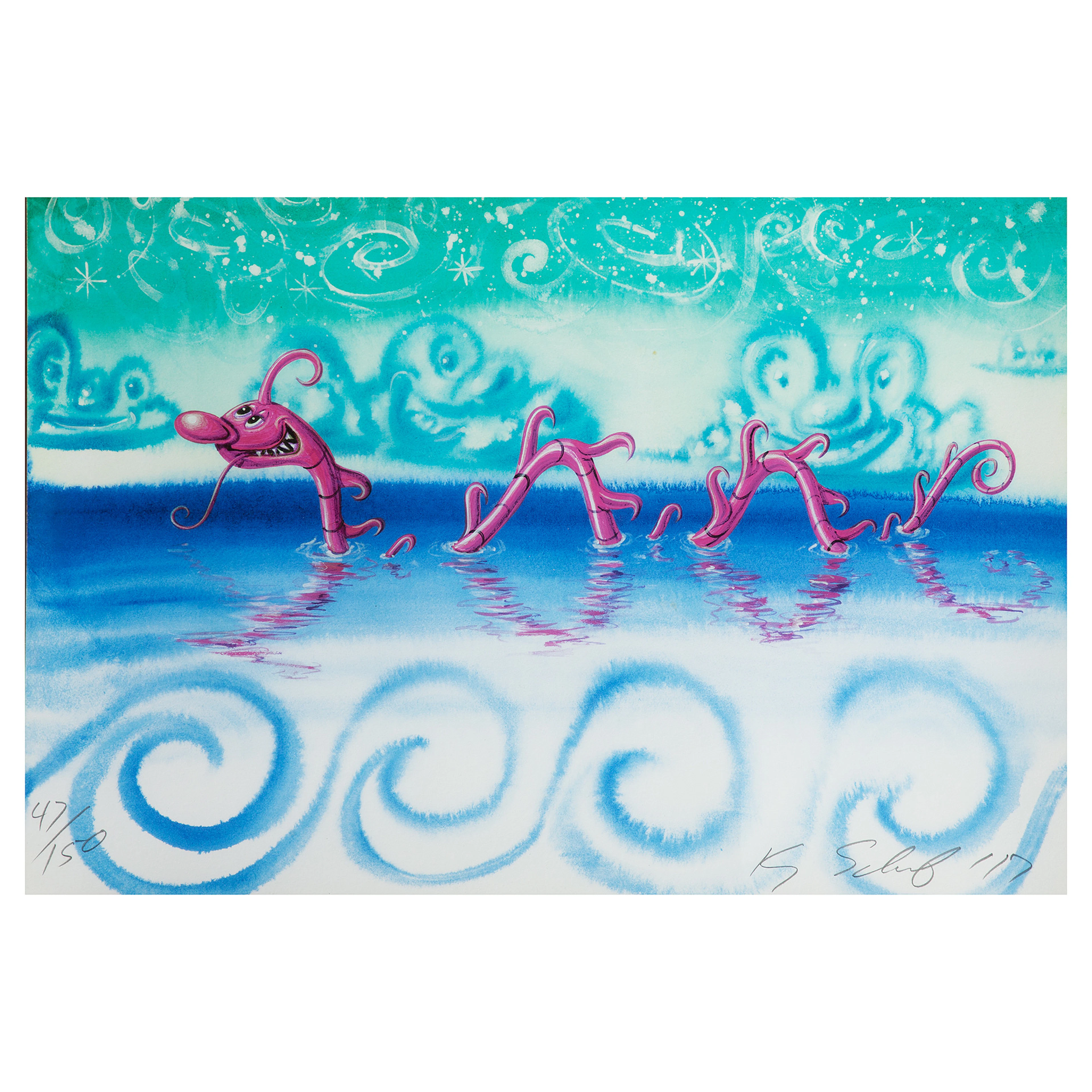 KENNY SCHARF. "See serpent", litografi.
