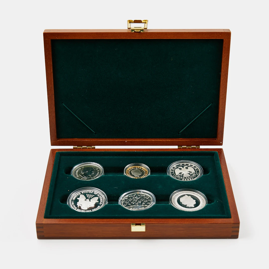 MINNESMYNT, 6 st, 900-999/1000 silver, "The End of WWII 1945-2005"