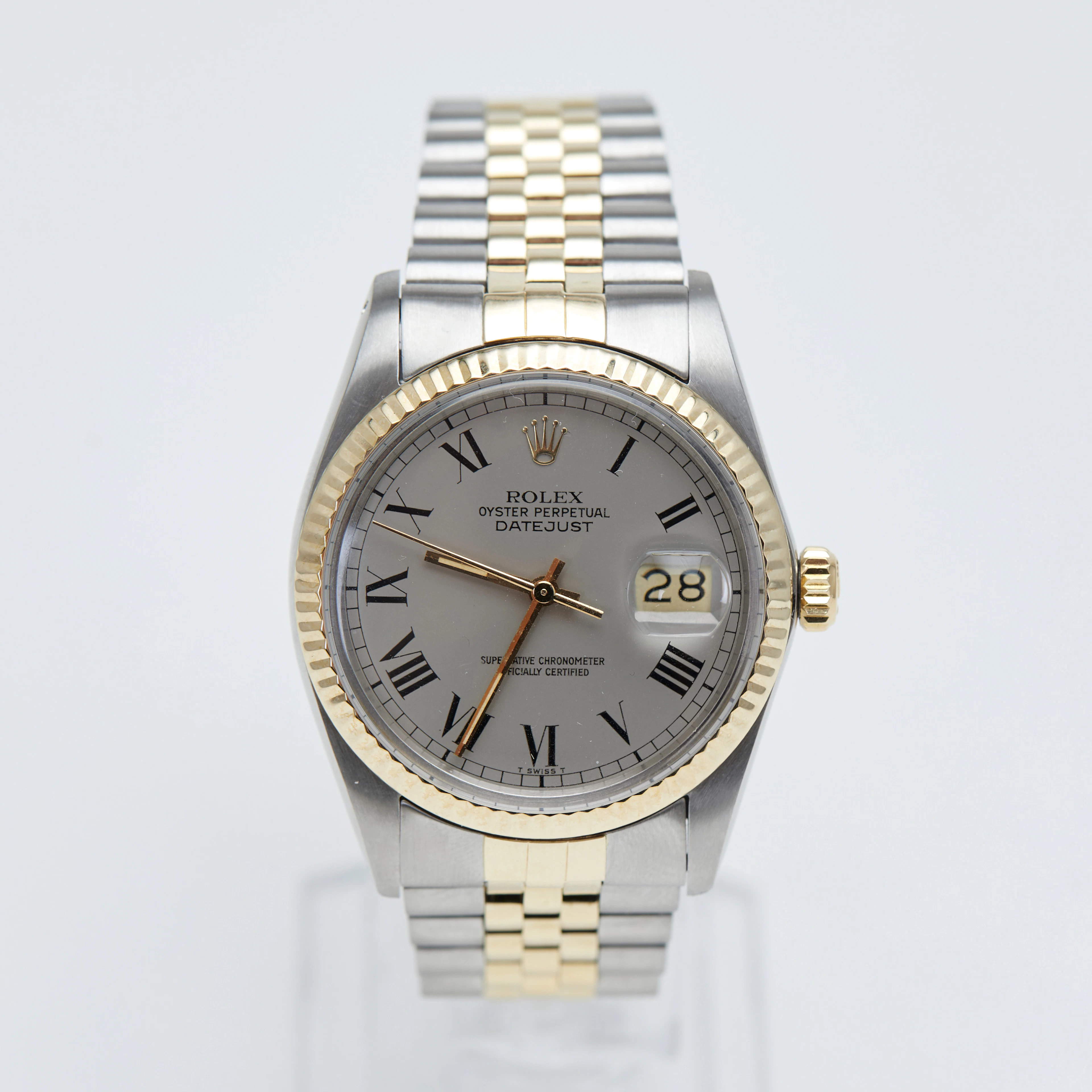 ROLEX. Armbanduhr, Datejust, 36 mm, Ref. 16013, Jubilee-Armband, Stahl/Gold