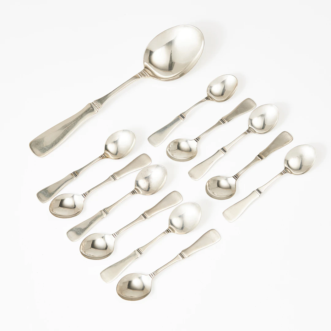 ERIC LÖFMAN. Skedar, 12 st., silver, modell Uppsala, MGAB, 1960/70-tal.