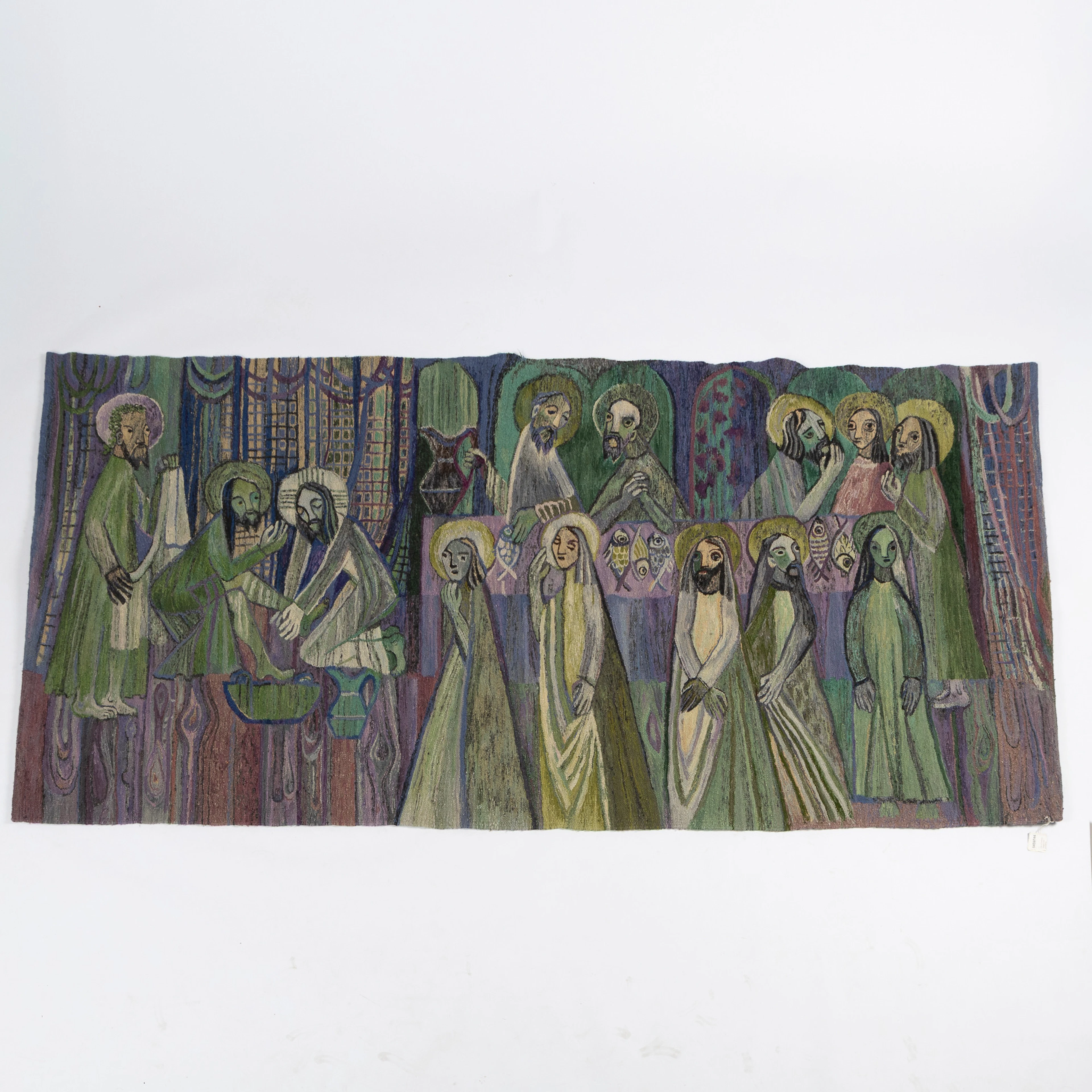 H GALKOWSKA. Väggbonad, gobeläng, "Wieczerza", signerad, Polen 1900-tal.