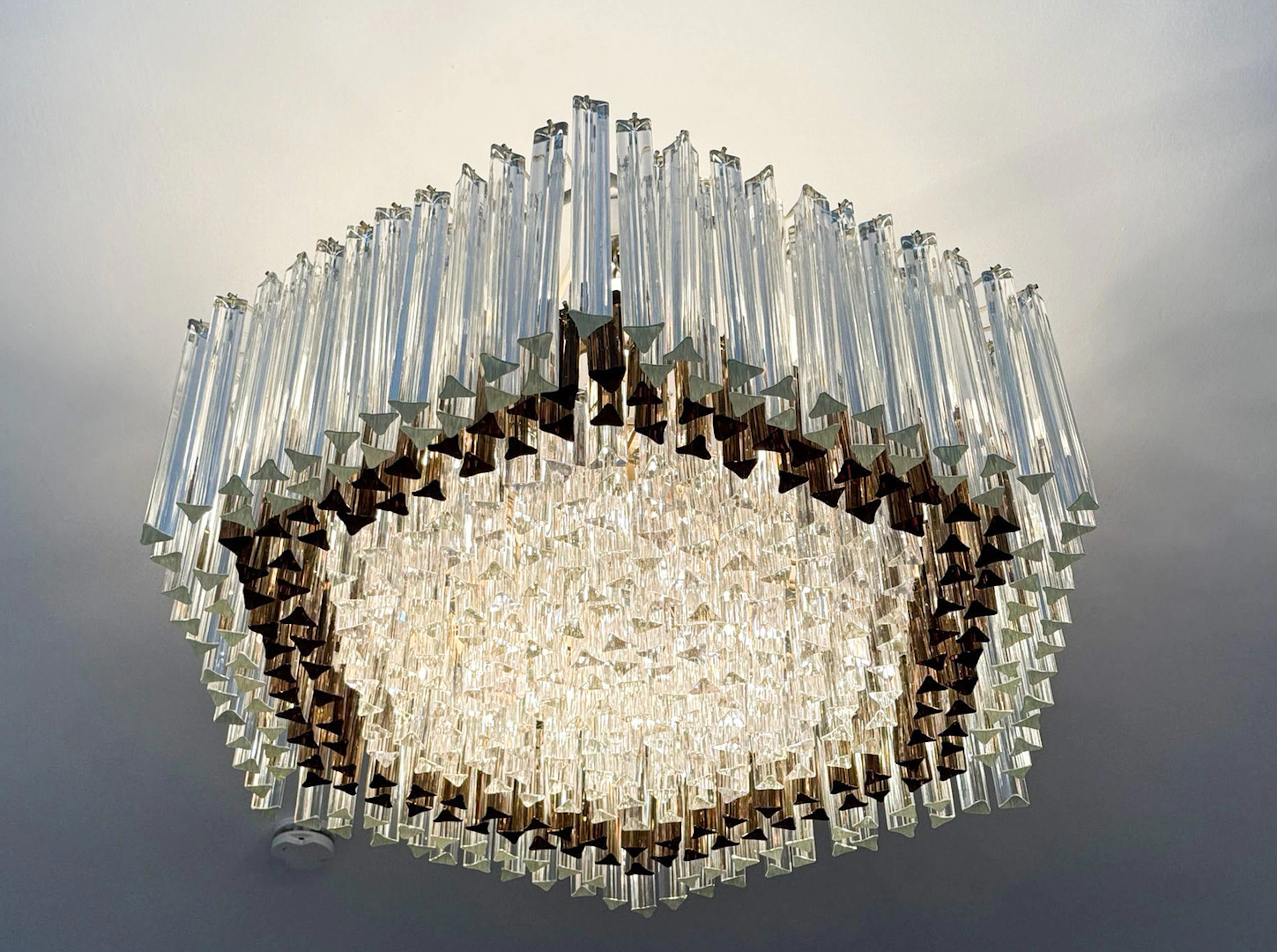 Opulenter Kronleuchter von Paolo Venini für Vivarini, Muranoglas/Prisma