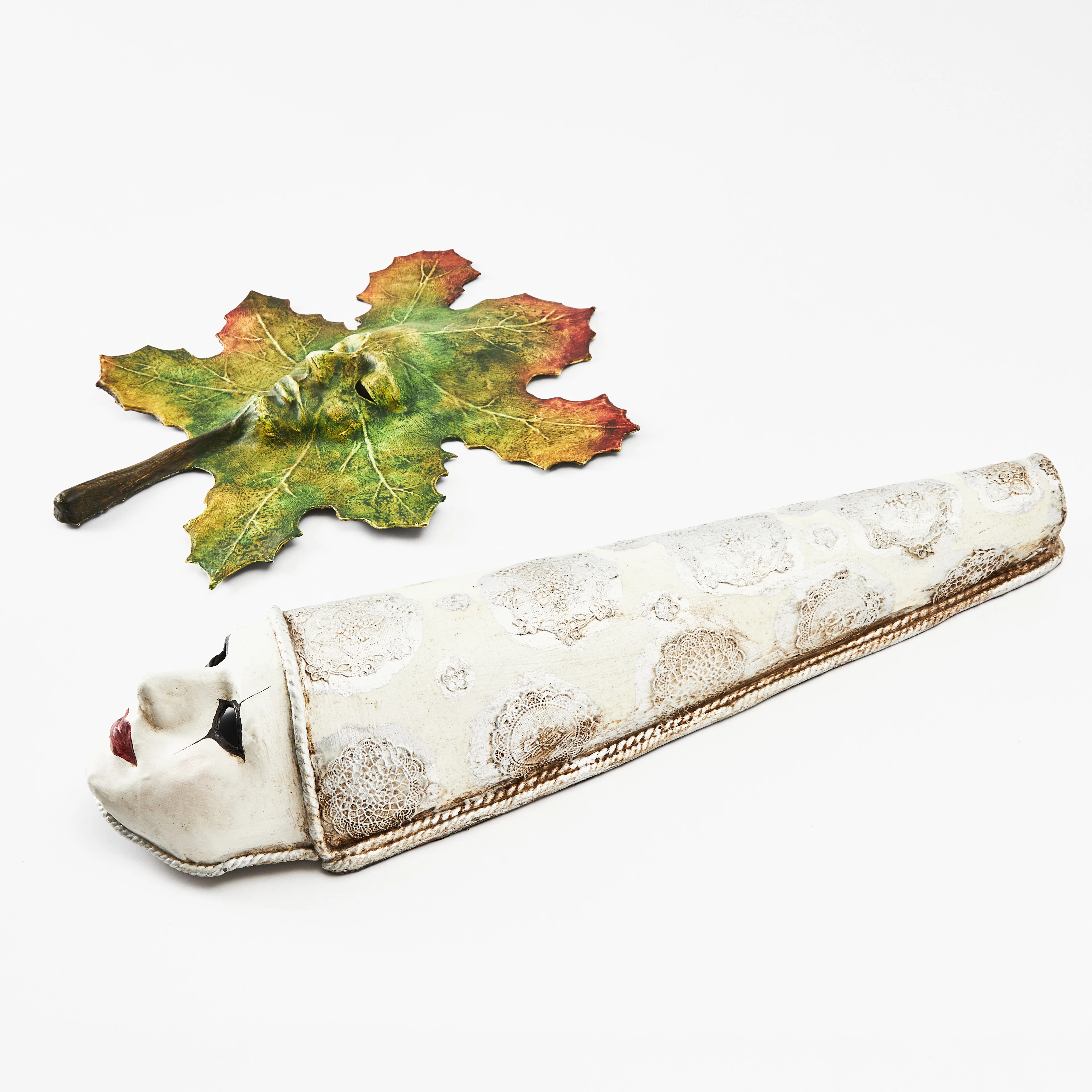 PERNILLA STÖDBERG (FÖDD 1974). MASKER, 2 st, papier-maché.