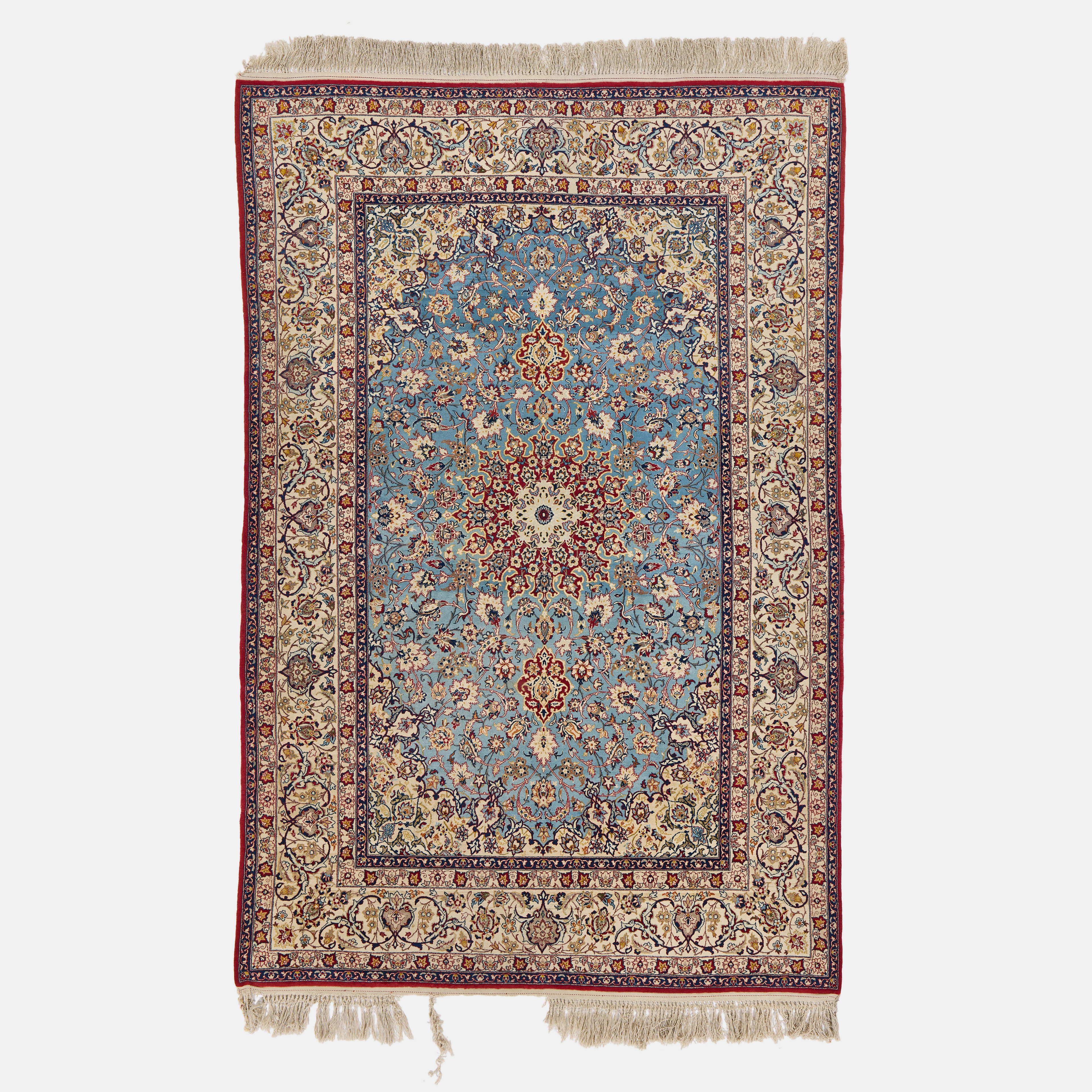 ORIENTMATTA, Isfahan, old, ca 229 x 149,5 cm (inklusive kortsidornas slätväv).