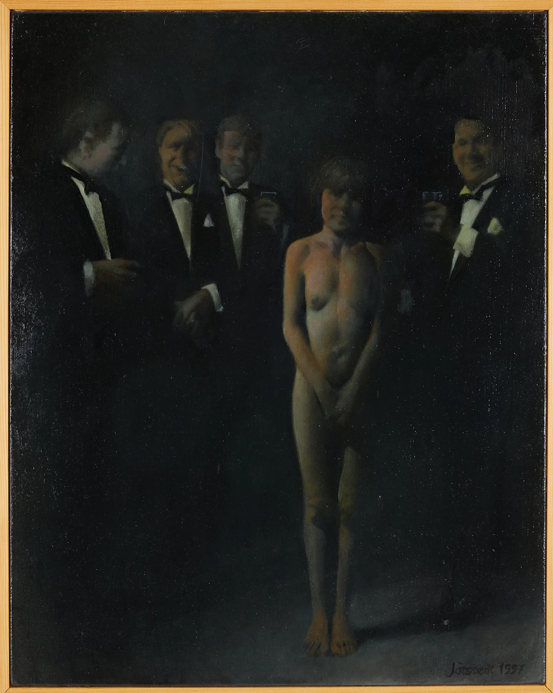 KJELL JÖRSTEDT. "Konferens III", olja på duk, signerad daterad 1997.