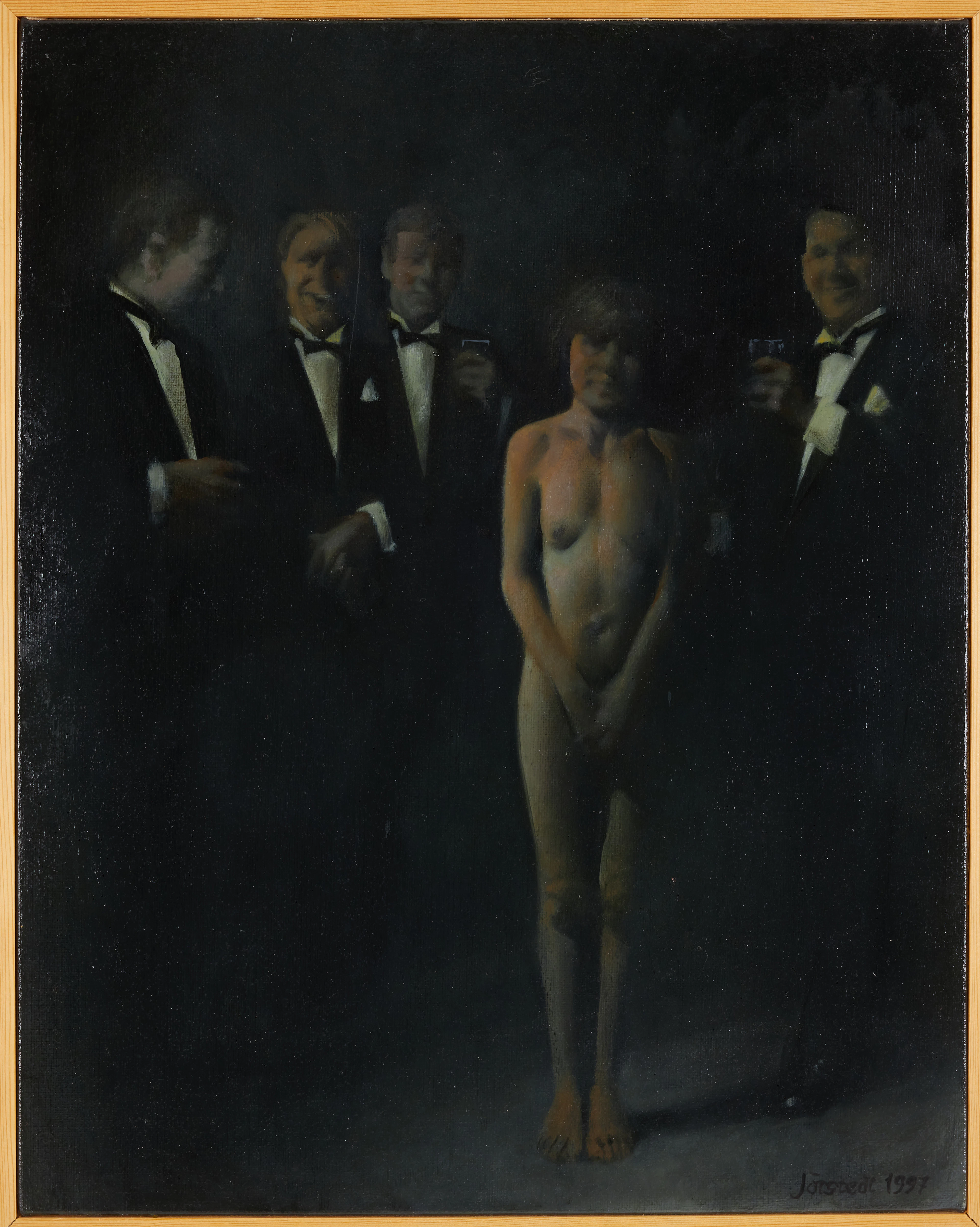 KJELL JÖRSTEDT. "Konferens III", olja på duk, signerad daterad 1997.