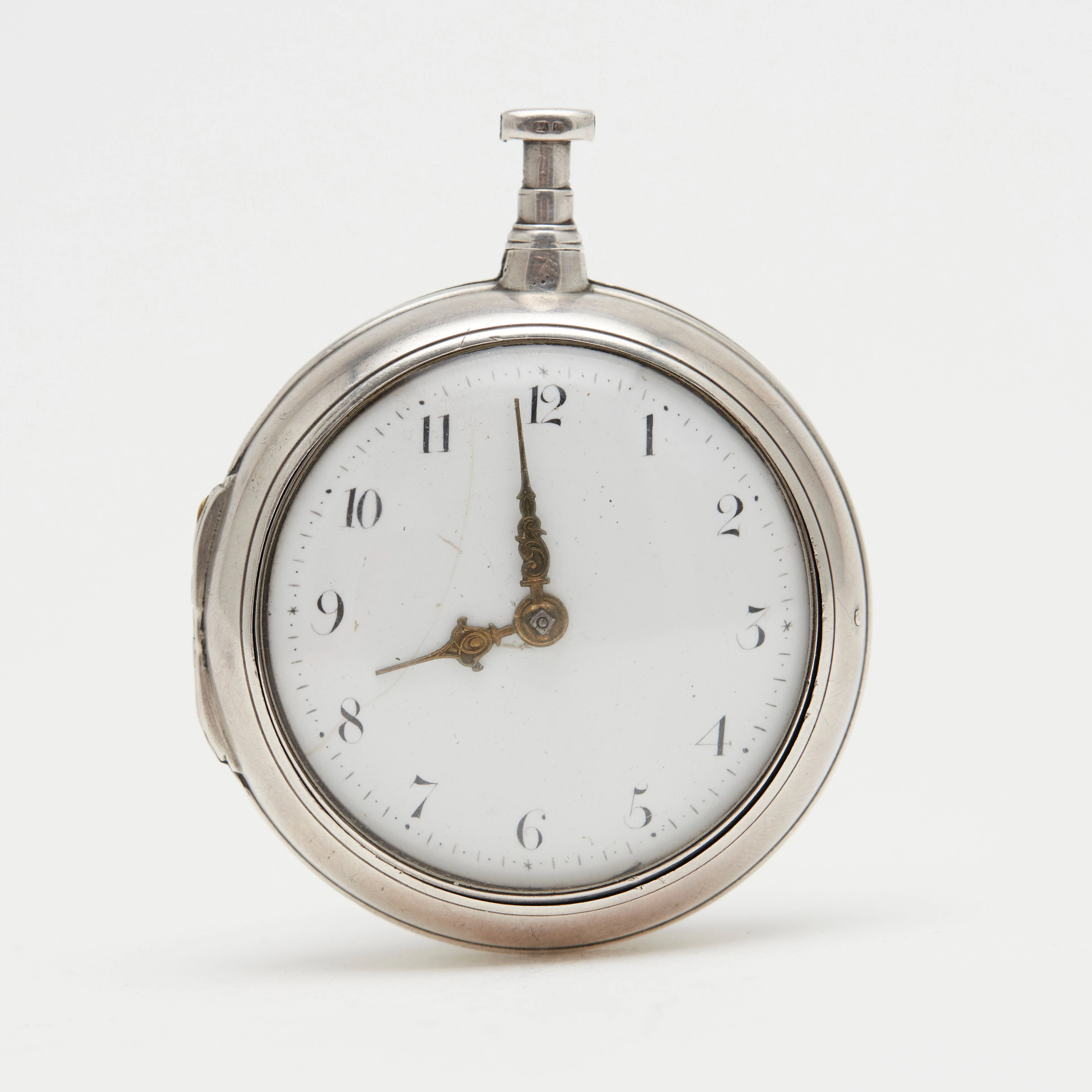 SPINDELTASCHENUHR, 'Verge Fursée', Sterling Silber.