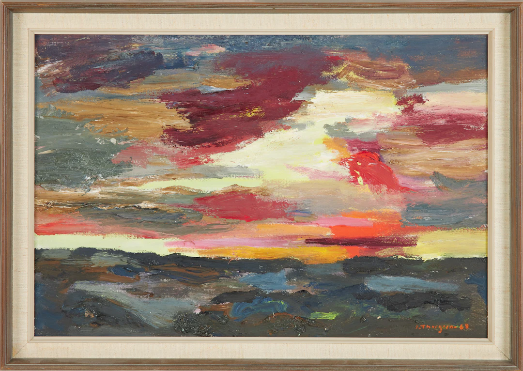 JOHN THORGREN. (1918 - 2000). "Afton över hed", olja på duk, signerad