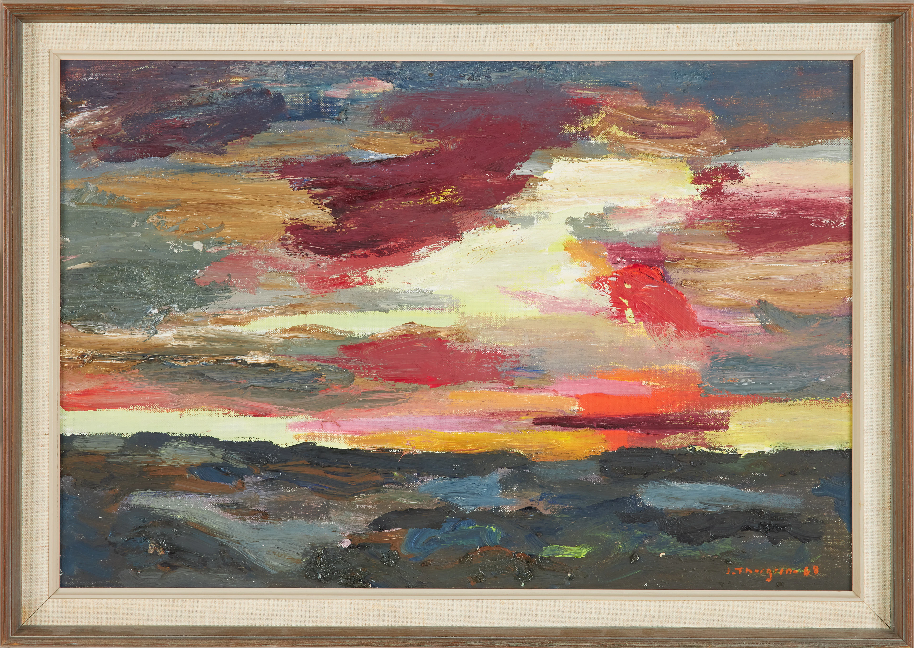 JOHN THORGREN. (1918 - 2000). "Afton över hed", olja på duk, signerad