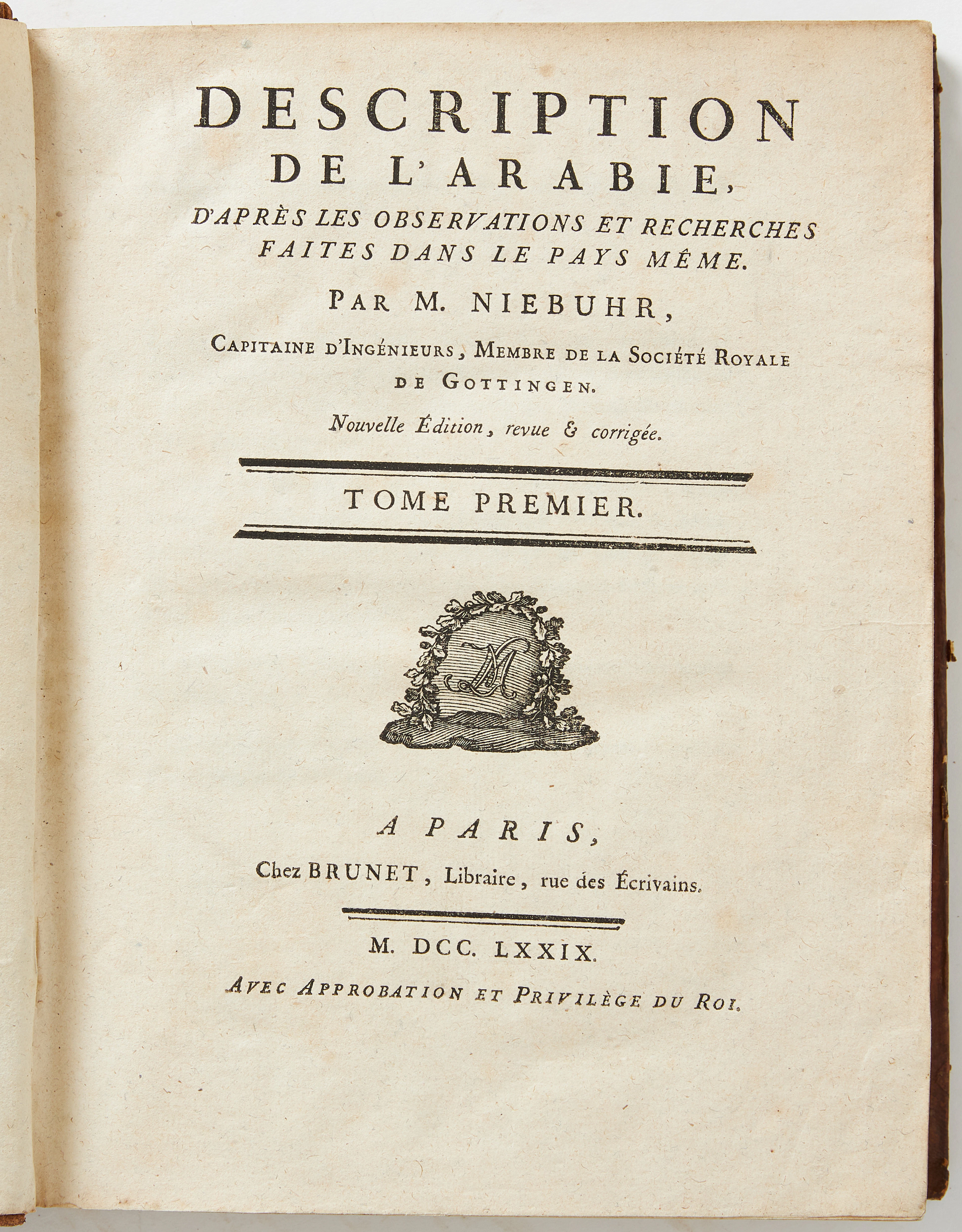 IEBUHRS CLASSICAL DESCRIPTION DE L'ARABIE 1779.