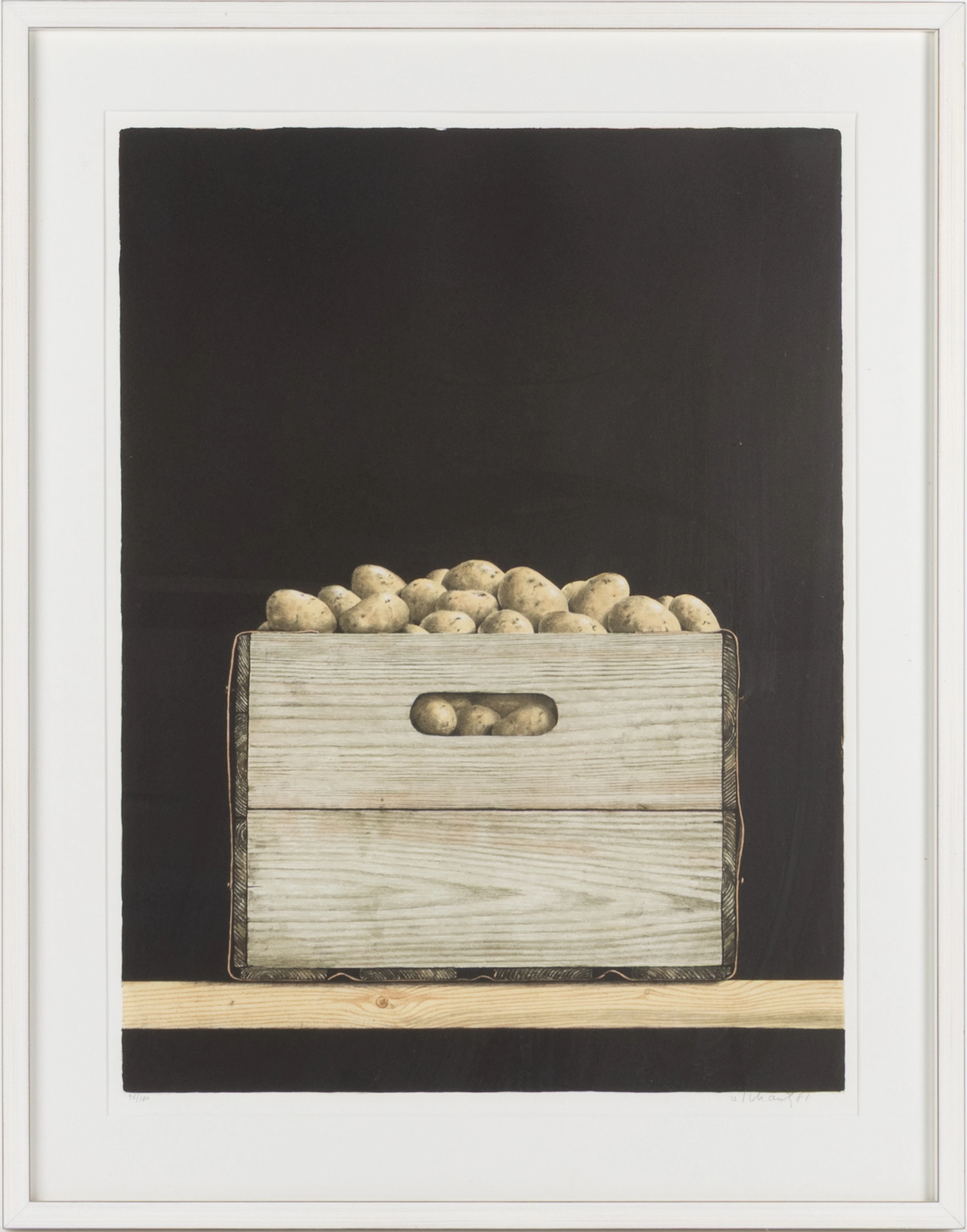 PHILIP VON SCHANTZ. Potatis i trälår, färglitografi, signerad.