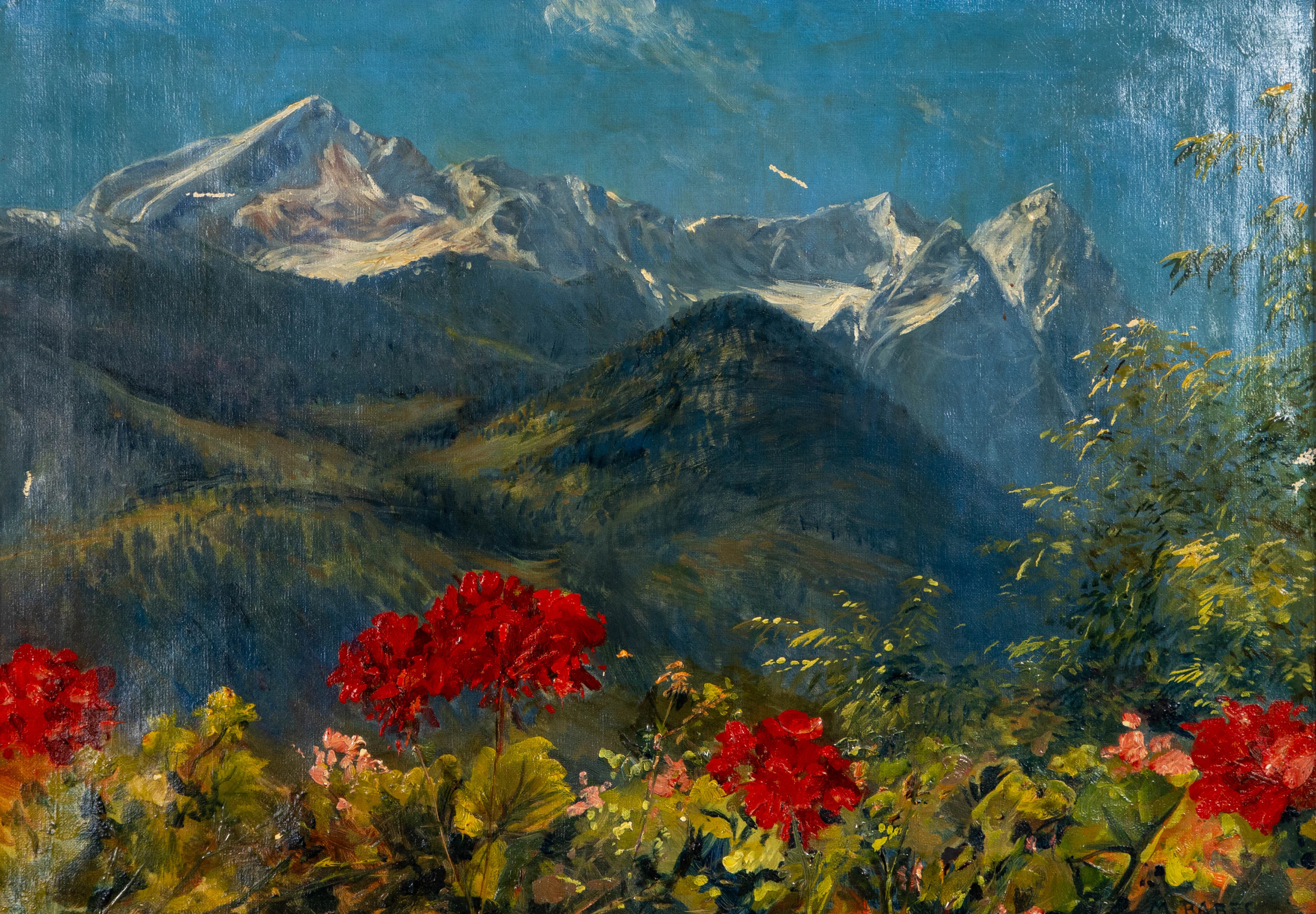 MAX FRIEDRICH RABES (1868-1944). Ausblick auf die Watzmann-Gruppe.