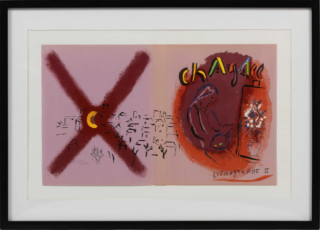 MARC CHAGALL. Färglitografi, "Couverture", omslag till Chagall Lithographe
