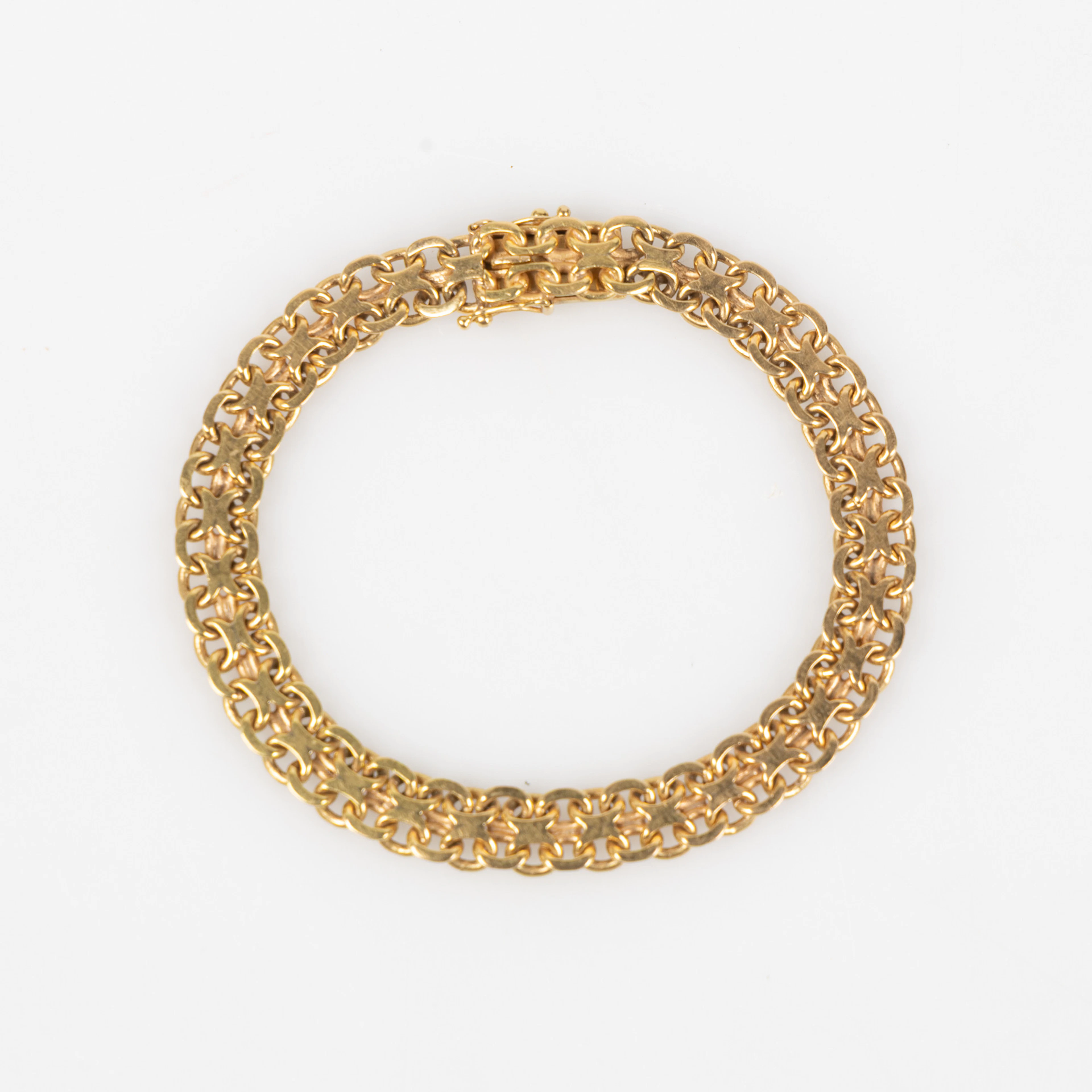 ARMBAND, 18K, X-länk, Svenska Guldvaruaktiebolaget T Be, Stockholm 1965.