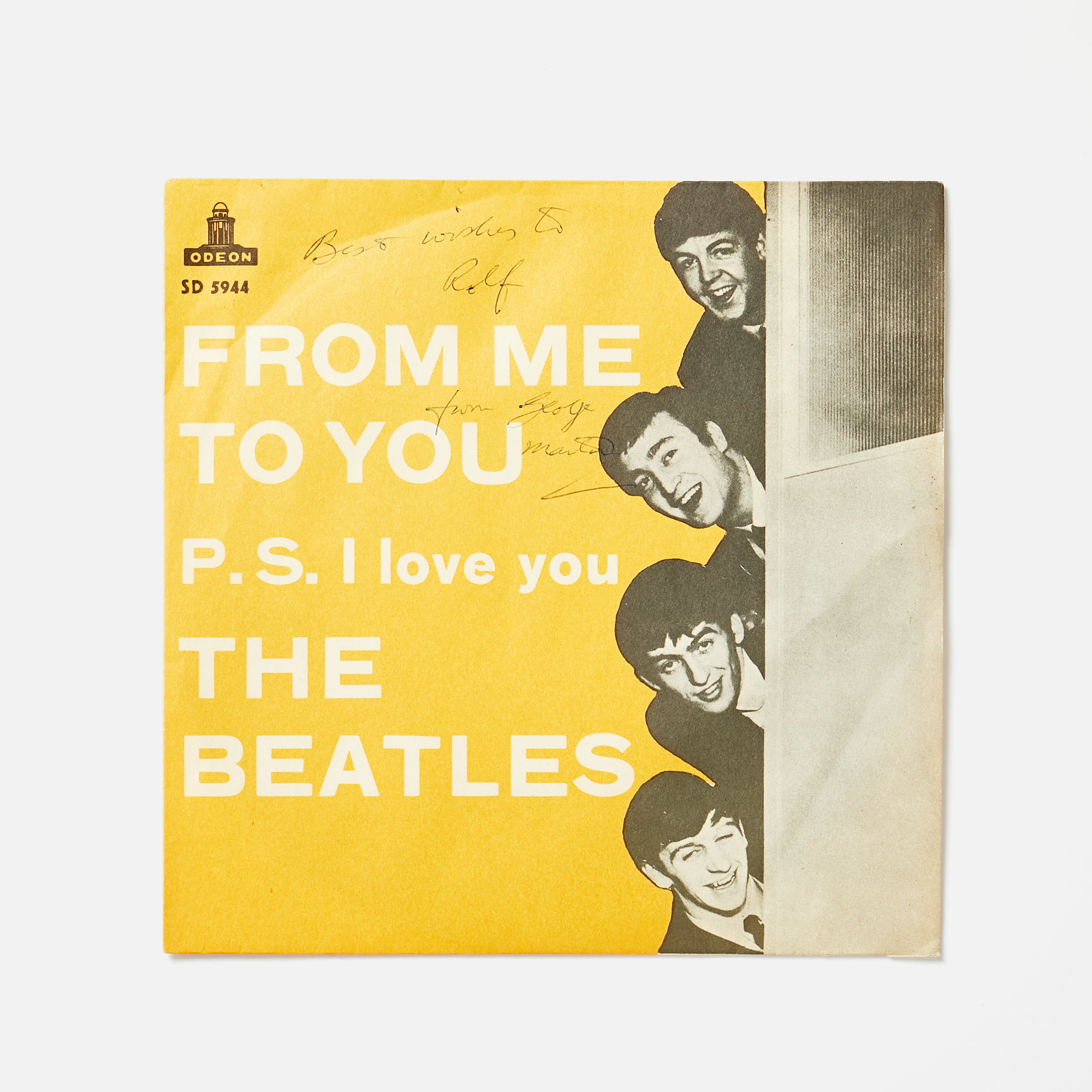 GEORGE MARTIN (The Beatles), signerat skivomslag, The Beatles 7" "From