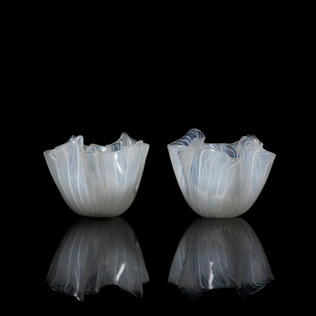 ÄSDUKSSKÅLAR, 2 st, glas, nr 1157, Venini, Venedig, etikettmärkta.