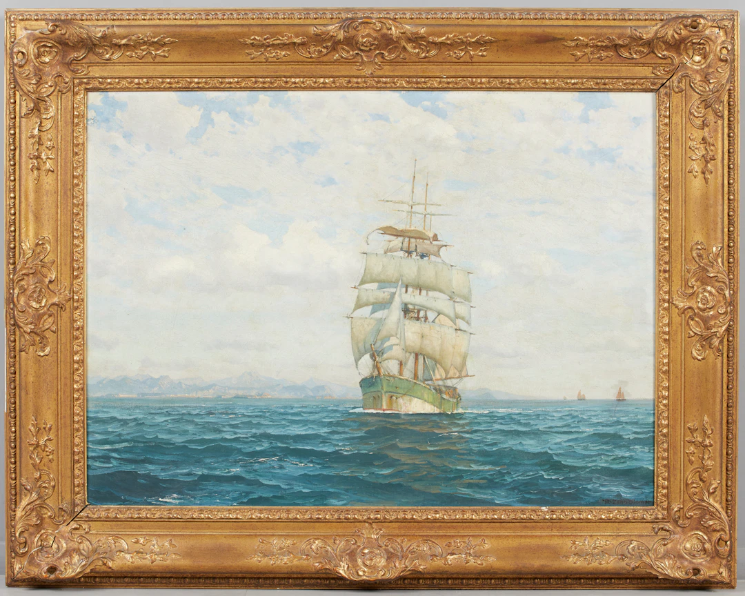 MICHAEL ZENO DIEMER (1867-1939). Dreimaster auf offener See, Ölgemälde.
