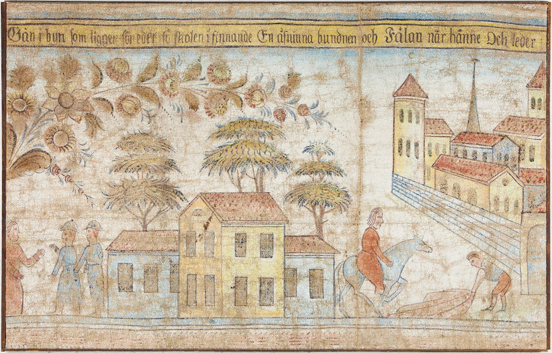 BONADSMÅLNING, 1800-tal, Rättvik/Boda, Dalarna, målad på väv.