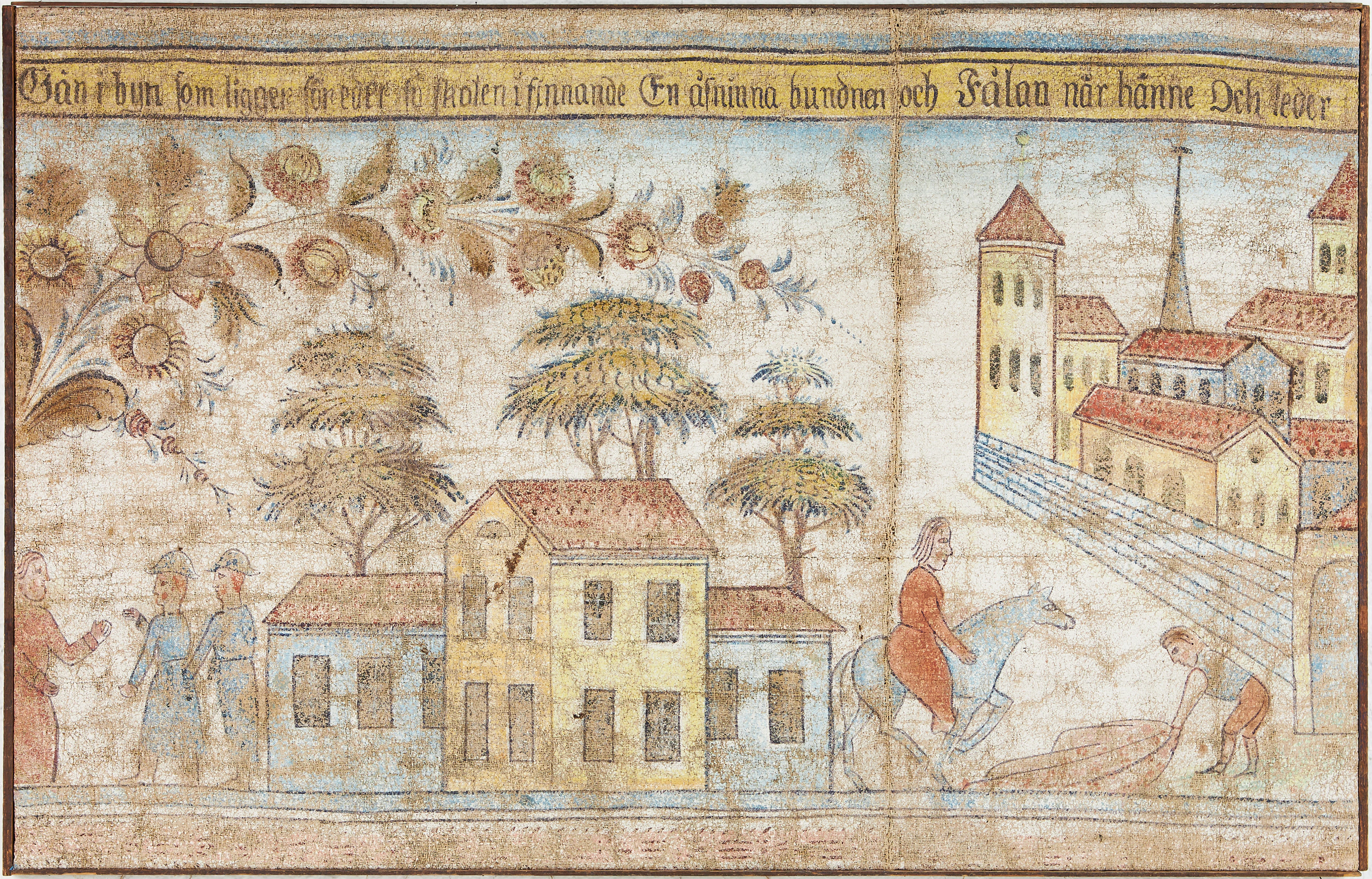 BONADSMÅLNING, 1800-tal, Rättvik/Boda, Dalarna, målad på väv.