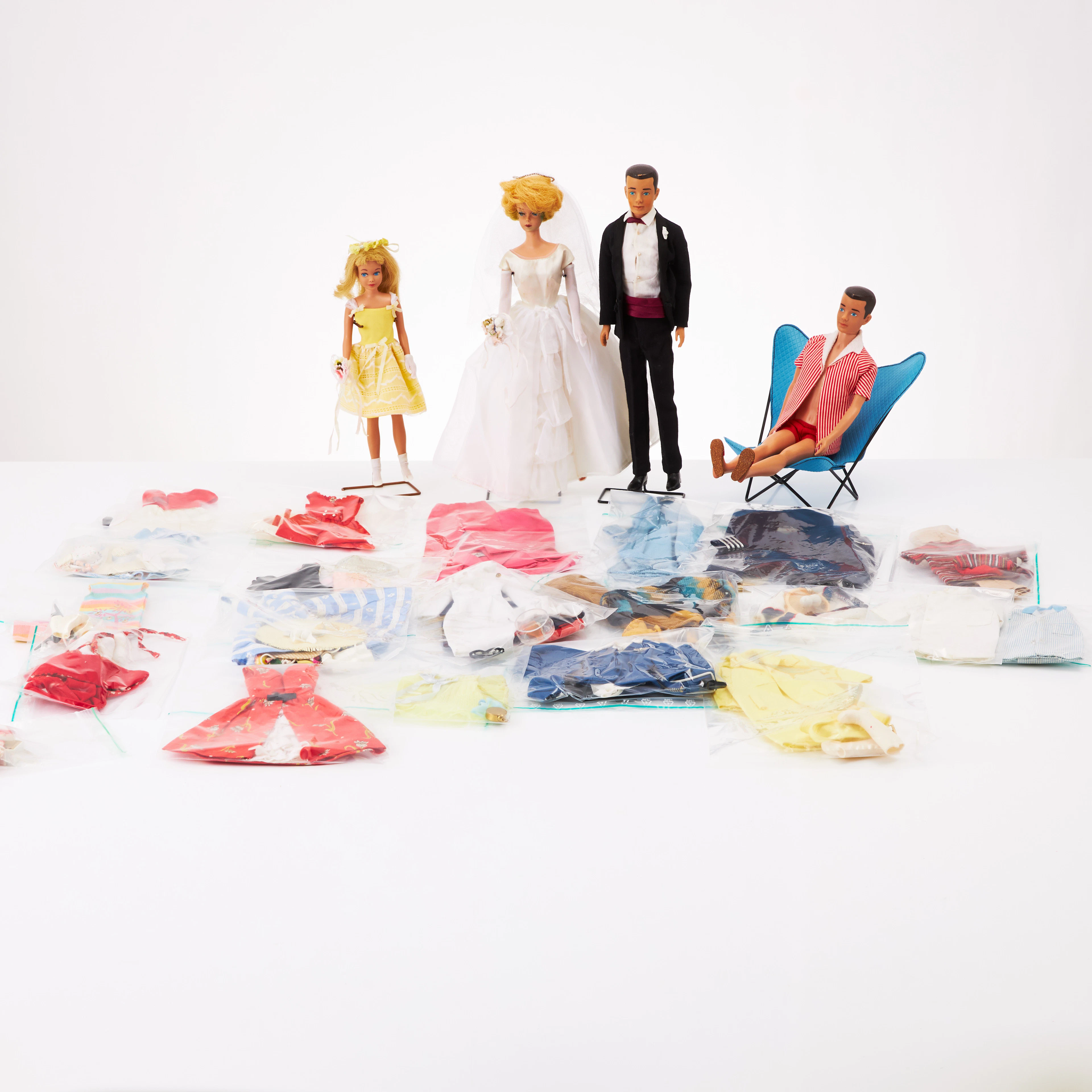 BARBIE, #850, SKIPPER, #0950, KEN, (2), #0750, Outfits, Accessories