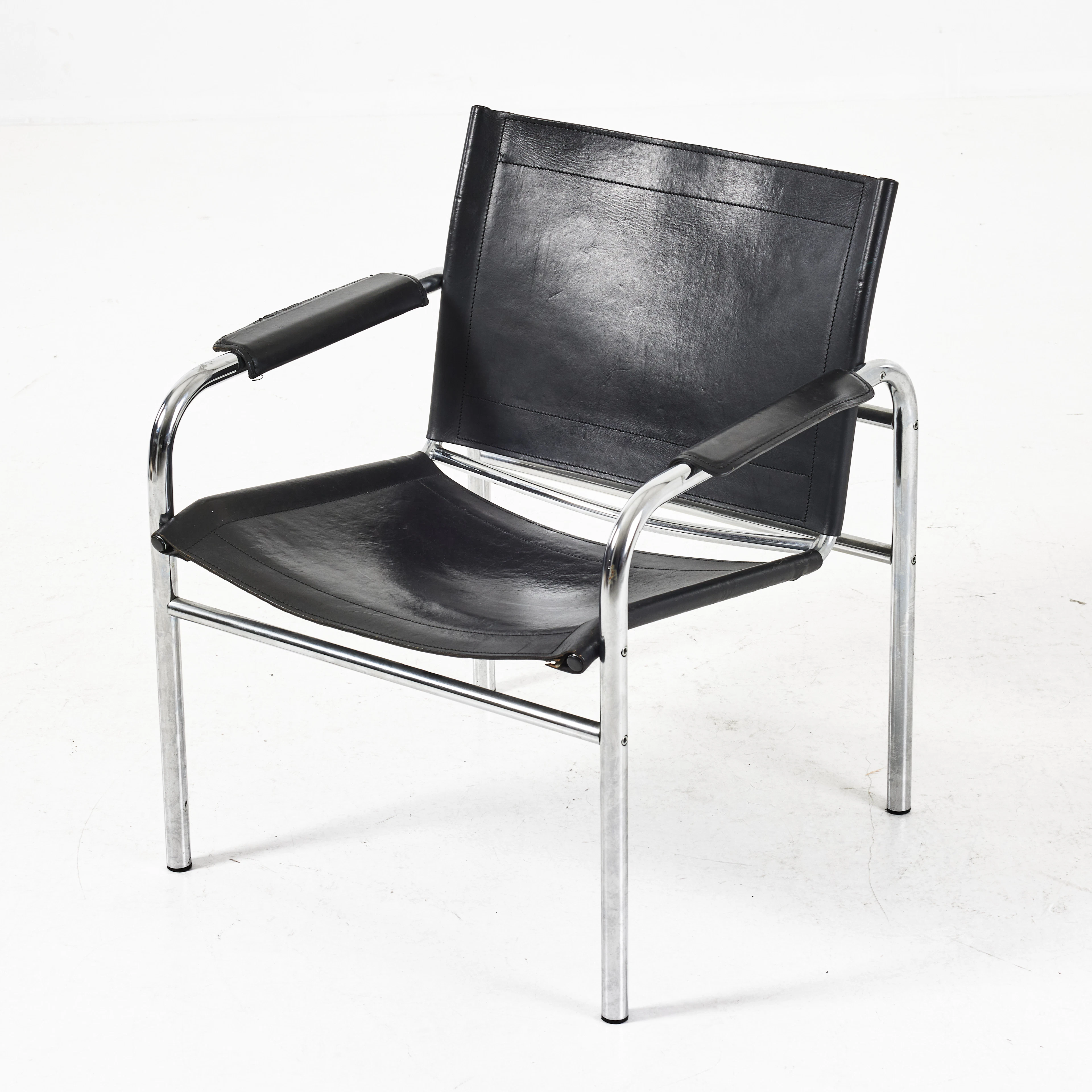 TORD BJÖRKLUND. Modell "Klinte", karmstol, IKEA, 1980-tal, kromad