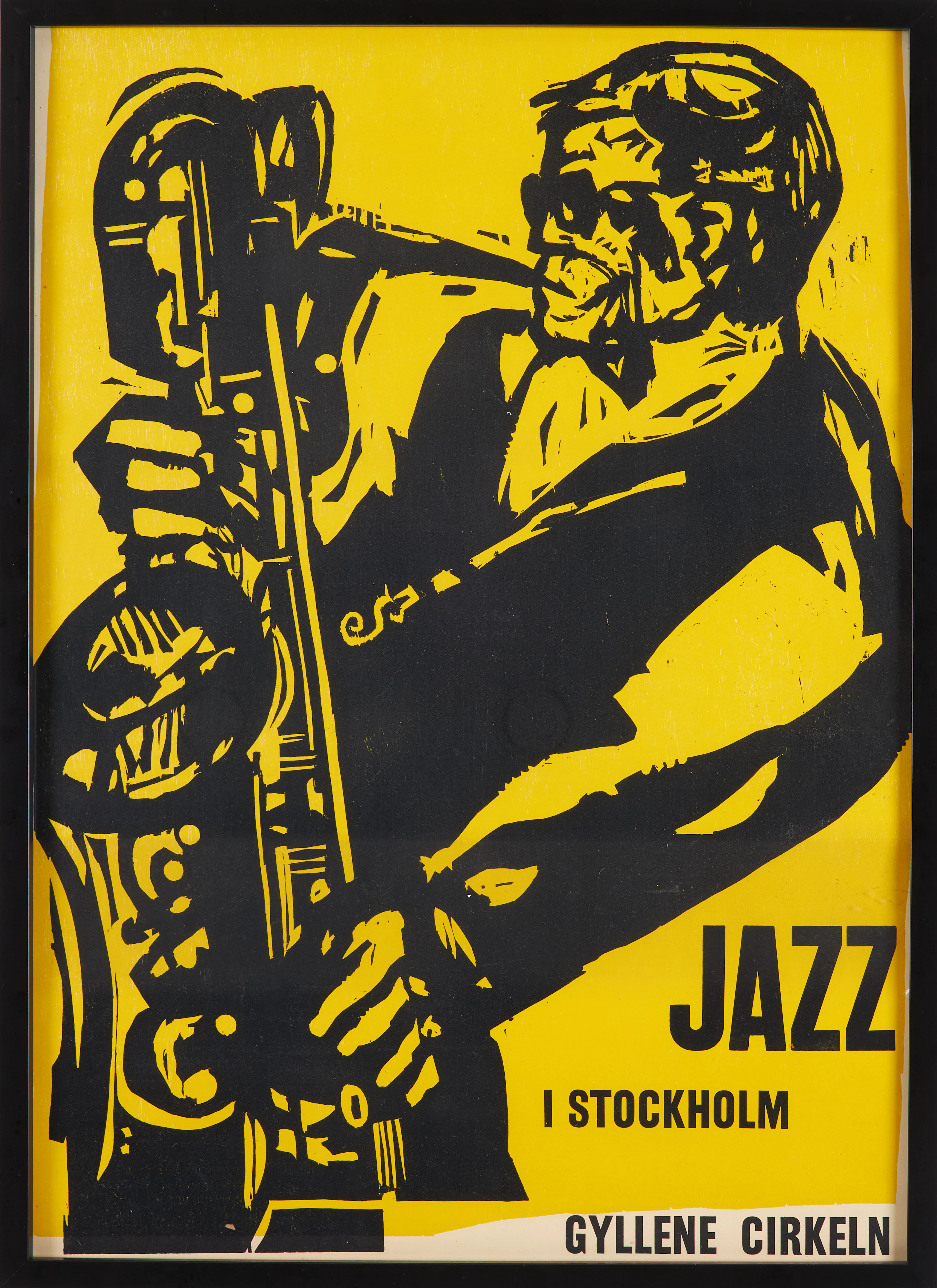 AFFISCH. "Jazz i Stockholm, Lars Gullin", träsnitt, 1962, formgiven