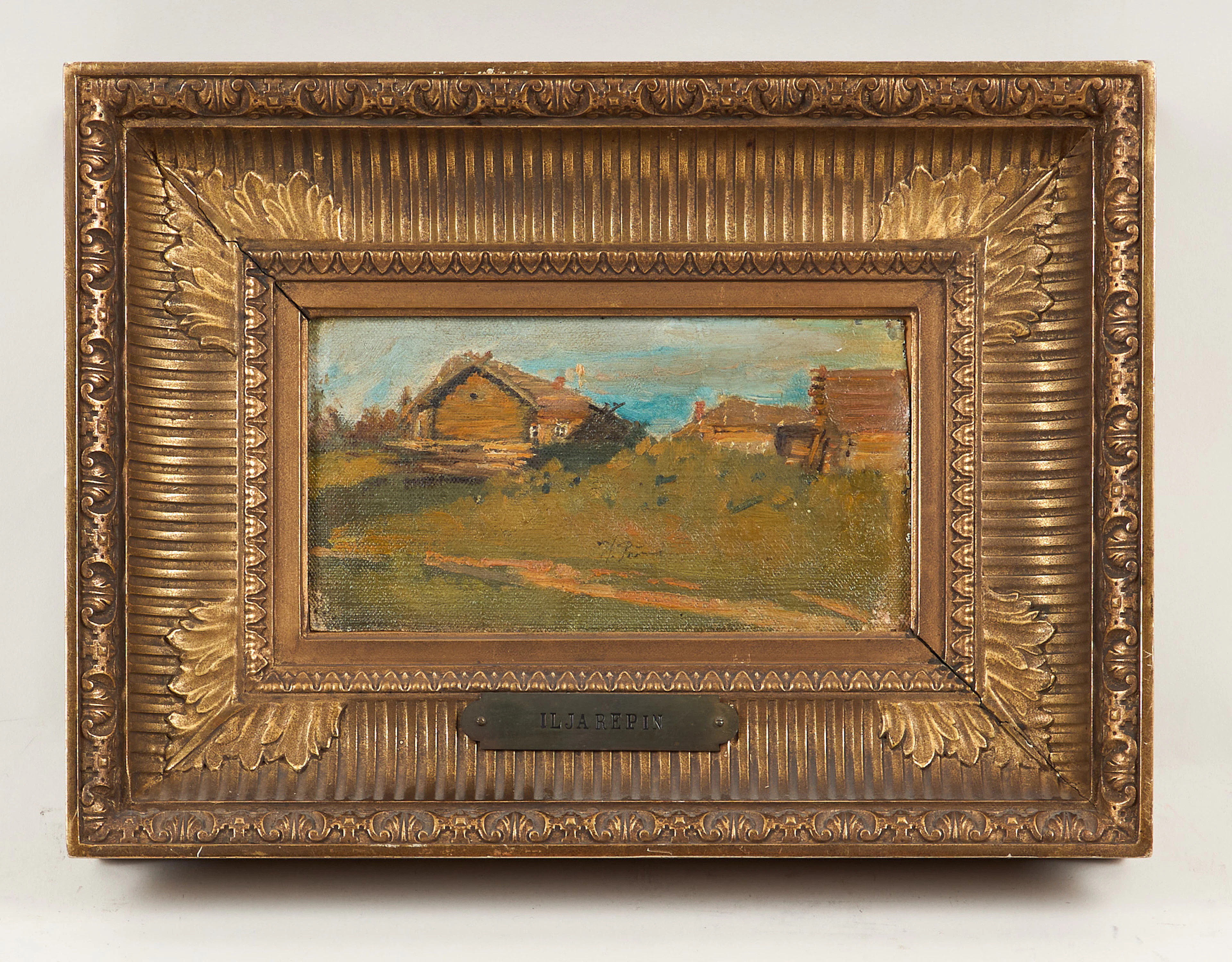 ILYA EFIMOVICH REPIN. By om sommare, signerad, olja på duk, uppfodrad på pannå.
