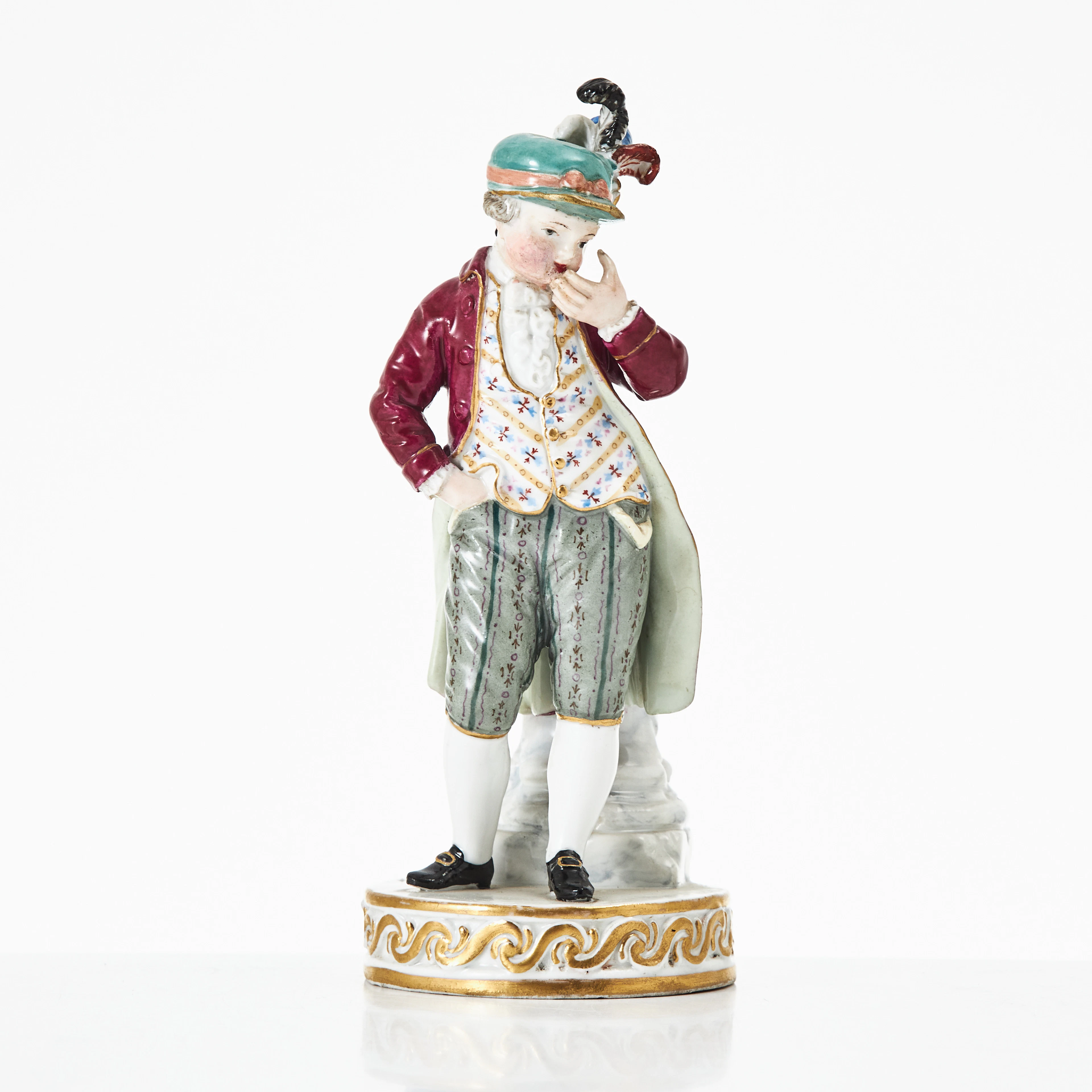 MICHEL VICTOR ACIER. "Skadeglädje", figurin, porslin, Tyskland, 1800-talets