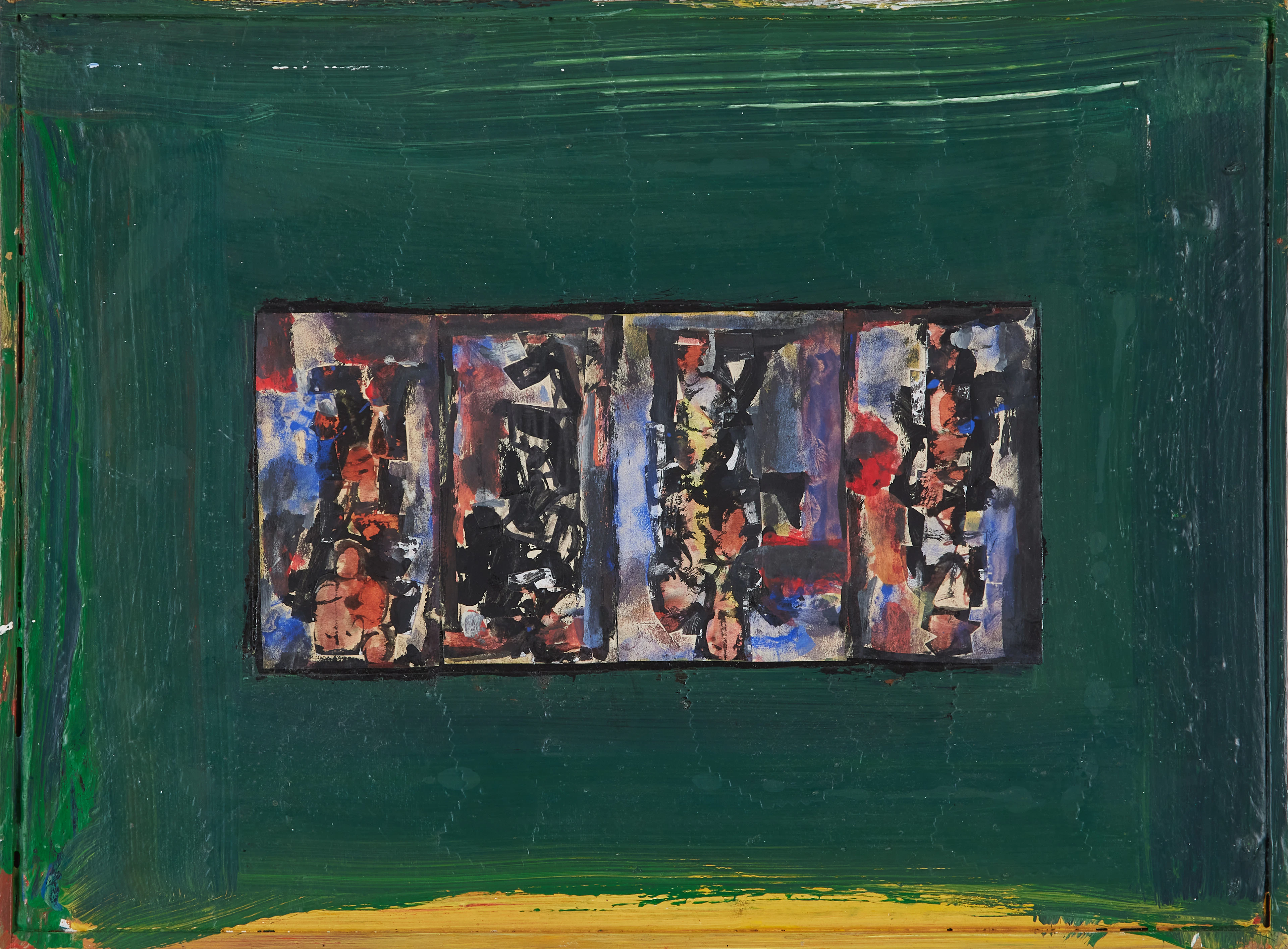 VALTER GIBSON (1928-2002). Abstrakt komposition mot grön fond med