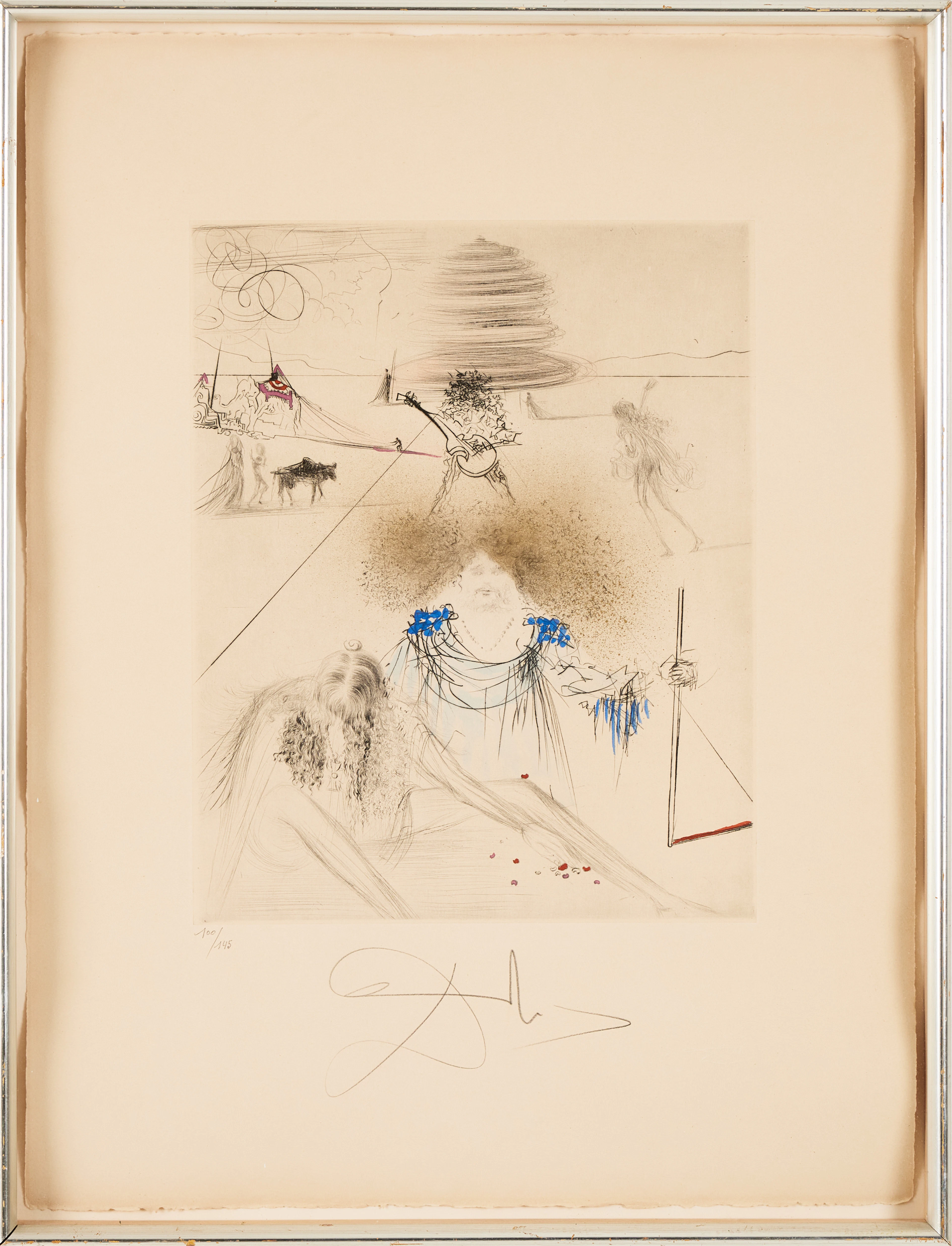SALVADOR DALÍ. Le vieil hippie, ur "Hippies", torrnålsetsning med