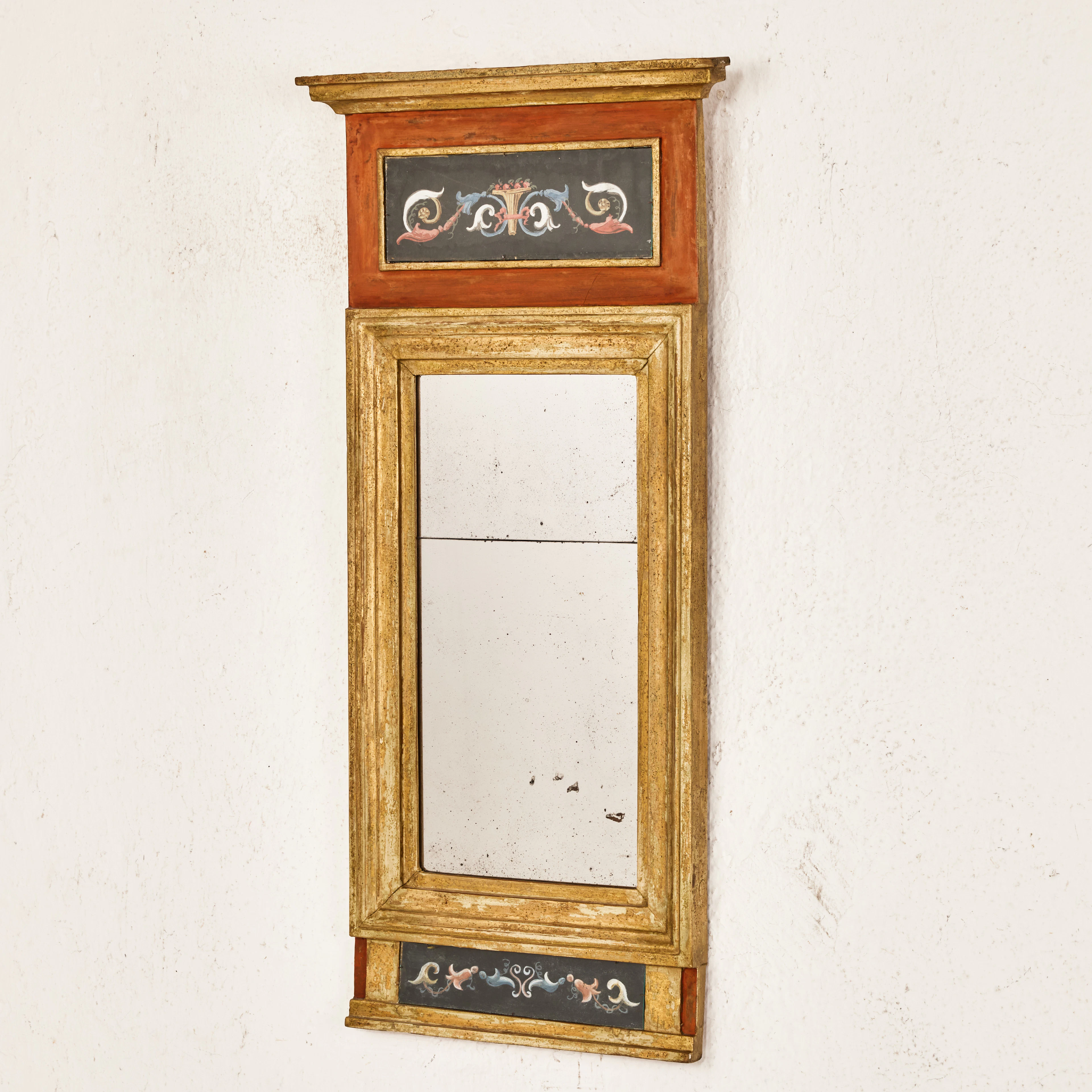 SPEGEL, 1800-talets början, sengustaviansk, infällda gouacher, framtagen