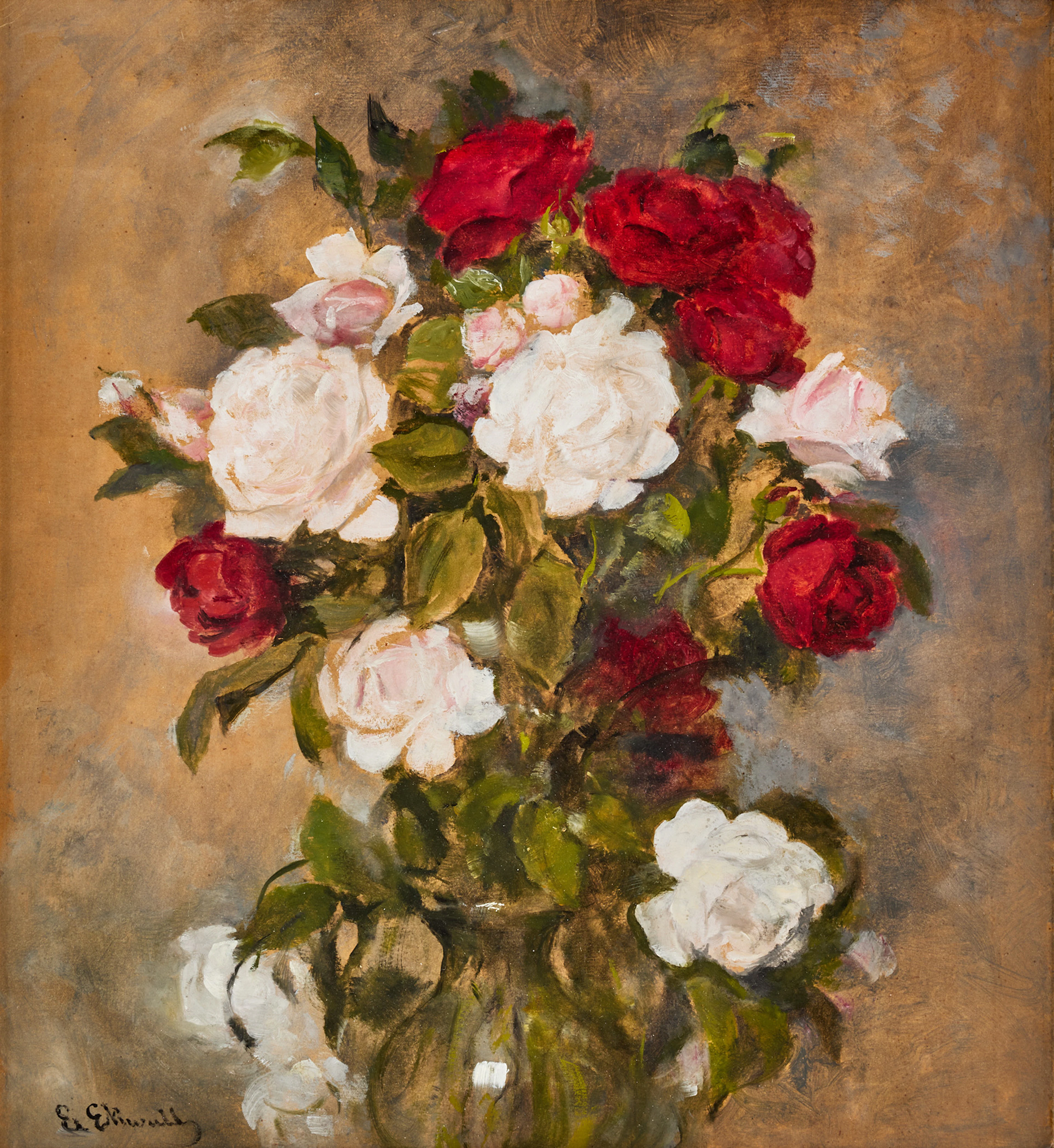 EMMA EKWALL (1838-1925). Stilleben med rosor.