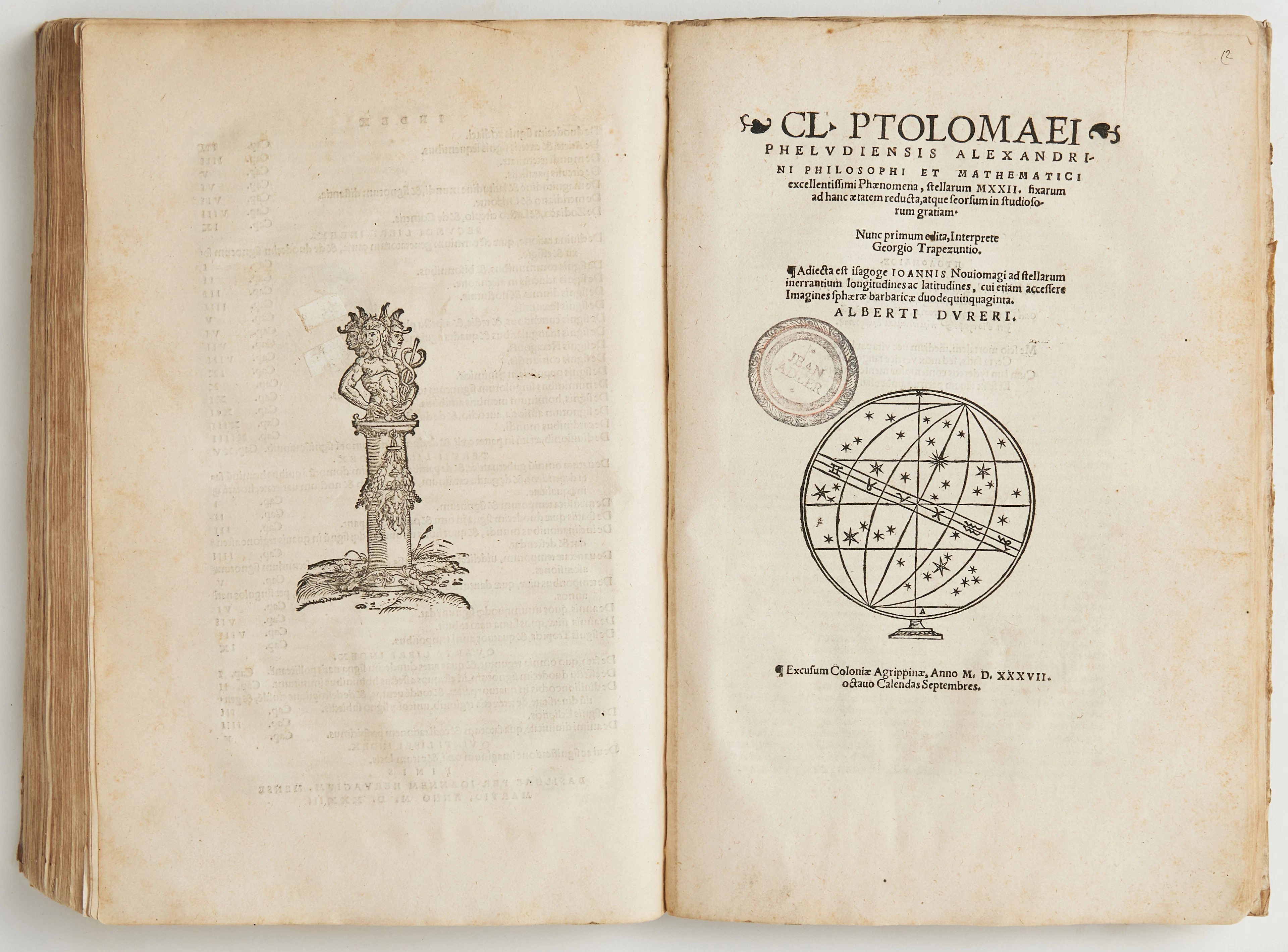 RARE WORK ON ASTRONOMY - PTOLEMAEUS, PHAENOMENA STELLARUM, 1537 with